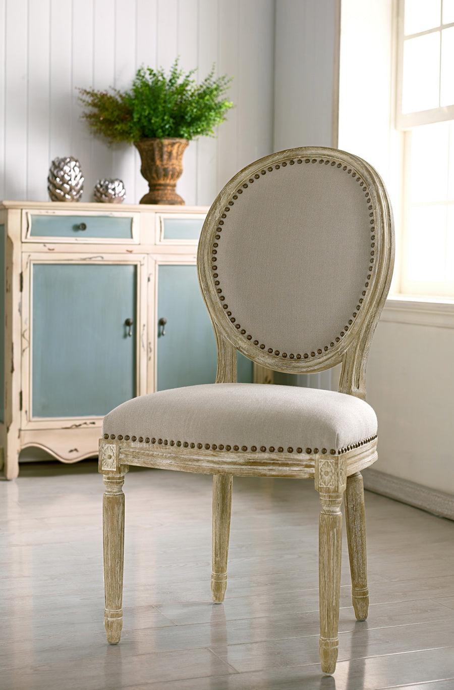 Clairette Wood Traditional French Accent Chair-Round