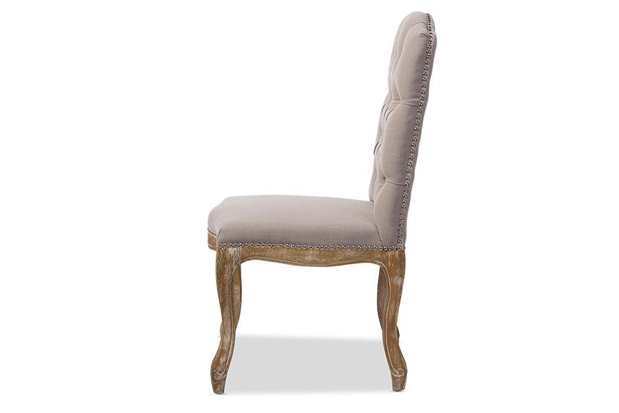 Hudson Chic Rustic French Country Cottage Weathered Fabric Button-tufted Upholstered Dining Chair