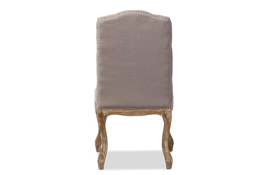 Hudson Chic Rustic French Country Cottage Weathered Fabric Button-tufted Upholstered Dining Chair