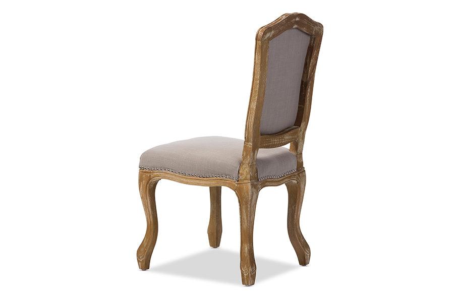 Chateauneuf French Vintage Cottage Weathered Fabric Upholstered Dining Side Chair