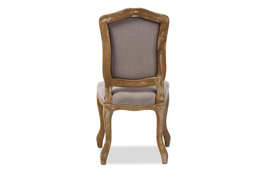 Chateauneuf French Vintage Cottage Weathered Fabric Upholstered Dining Side Chair