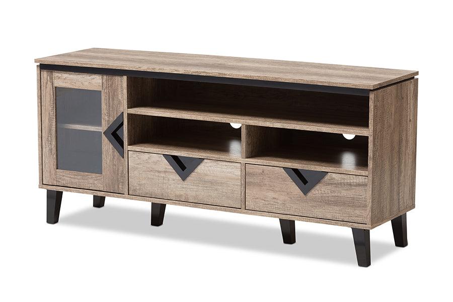 Cardiff Modern and Contemporary Light Wood 55-Inch TV Stand