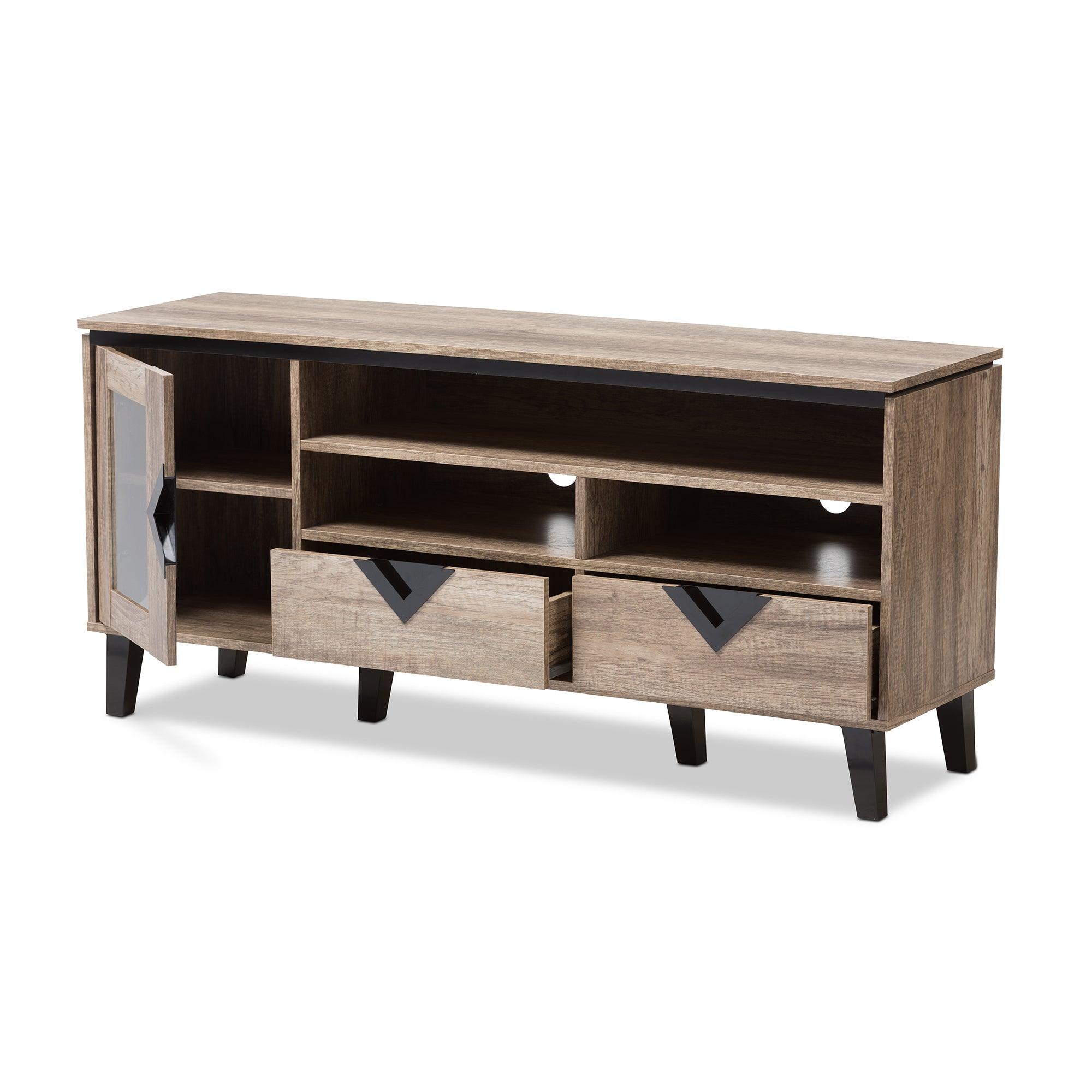 Cardiff Modern and Contemporary Light Wood 55-Inch TV Stand