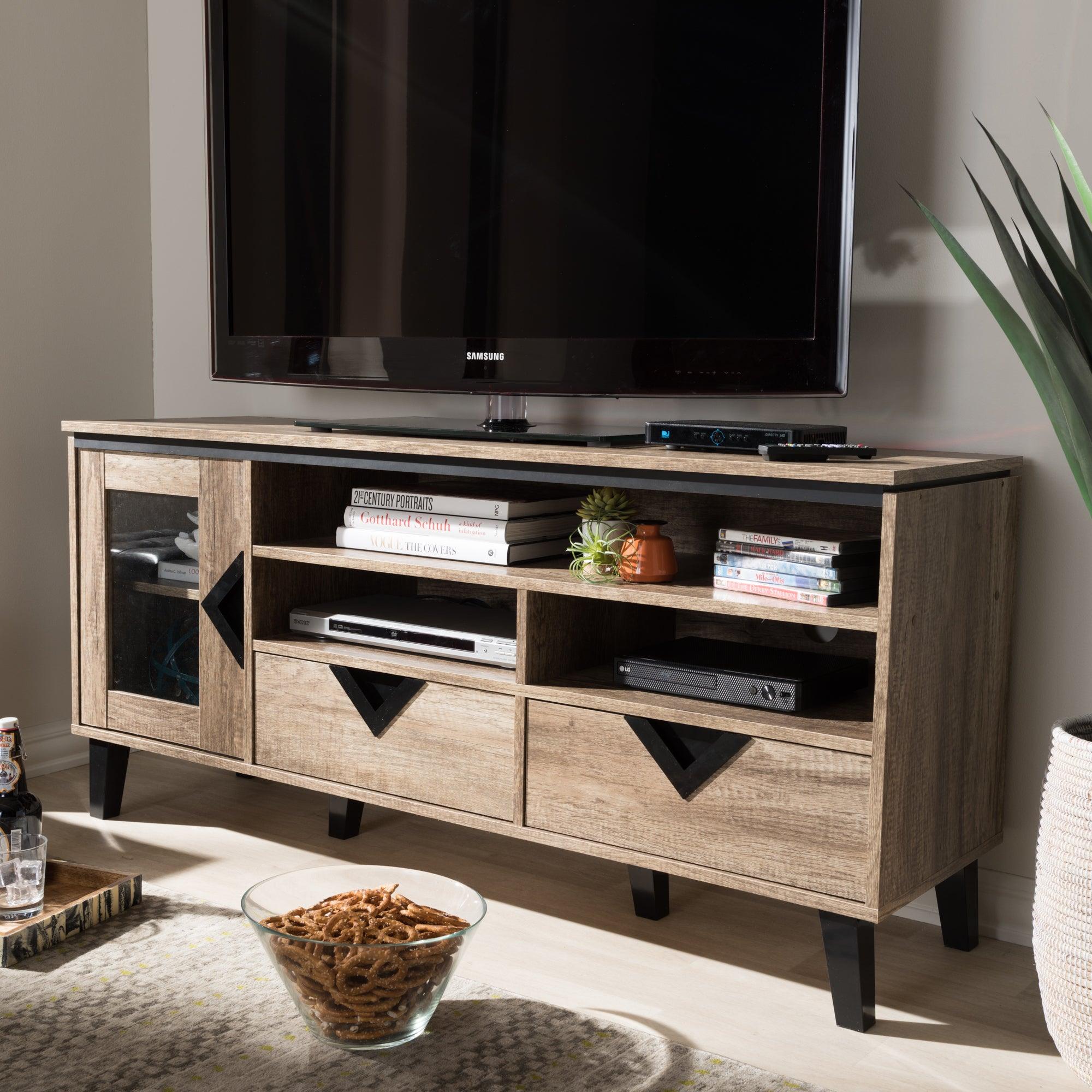 Cardiff Modern and Contemporary Light Wood 55-Inch TV Stand