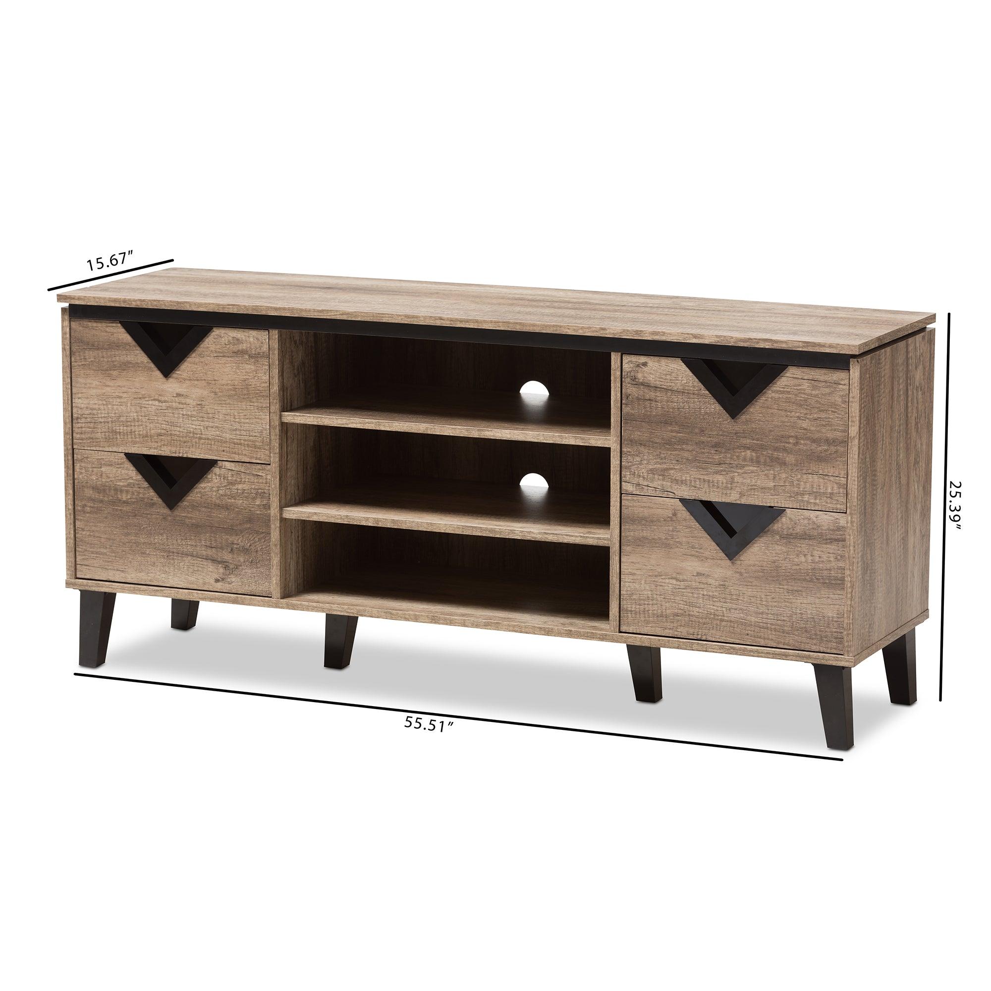 Beacon Modern and Contemporary Light Wood 55-Inch TV Stand