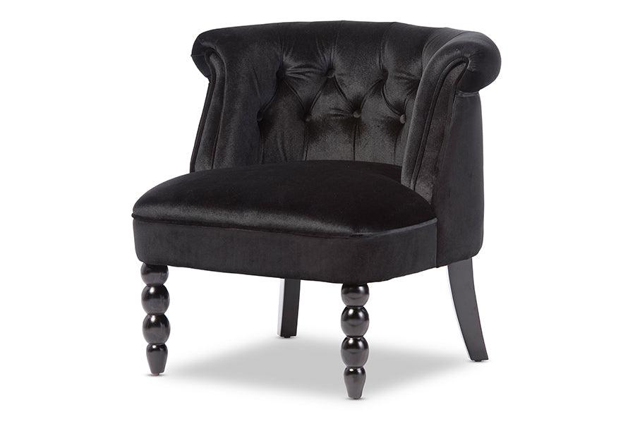 Flax Victorian Style Contemporary Velvet Fabric Upholstered Vanity Accent Chair