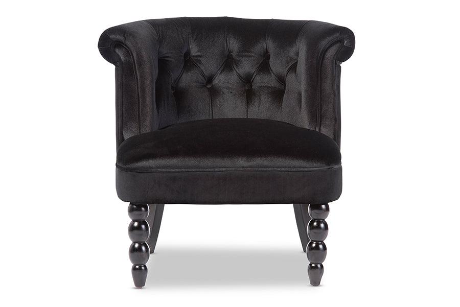 Flax Victorian Style Contemporary Velvet Fabric Upholstered Vanity Accent Chair