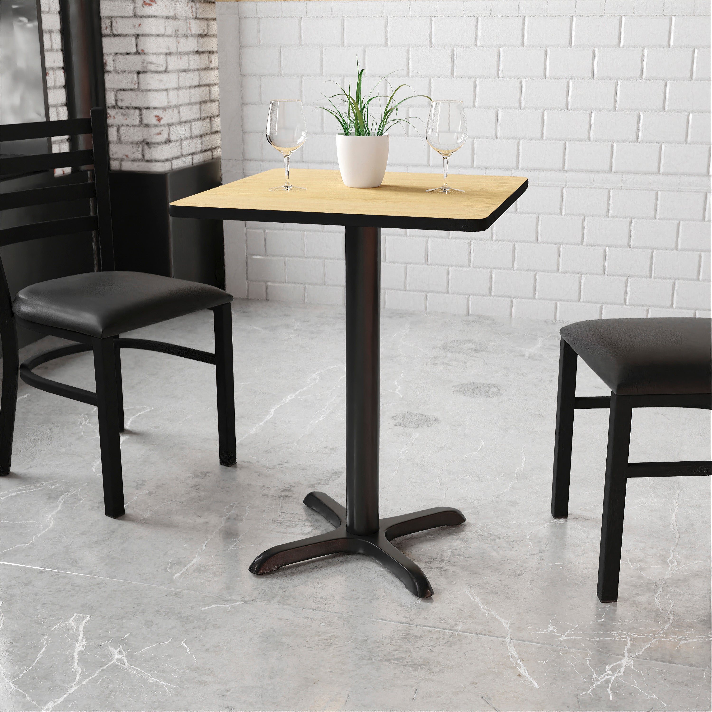 24'' Square Laminate Table Top with 22'' x 22'' Table Height Base-Restaurant Dining Table and Bases-Flash Furniture-Wall2Wall Furnishings