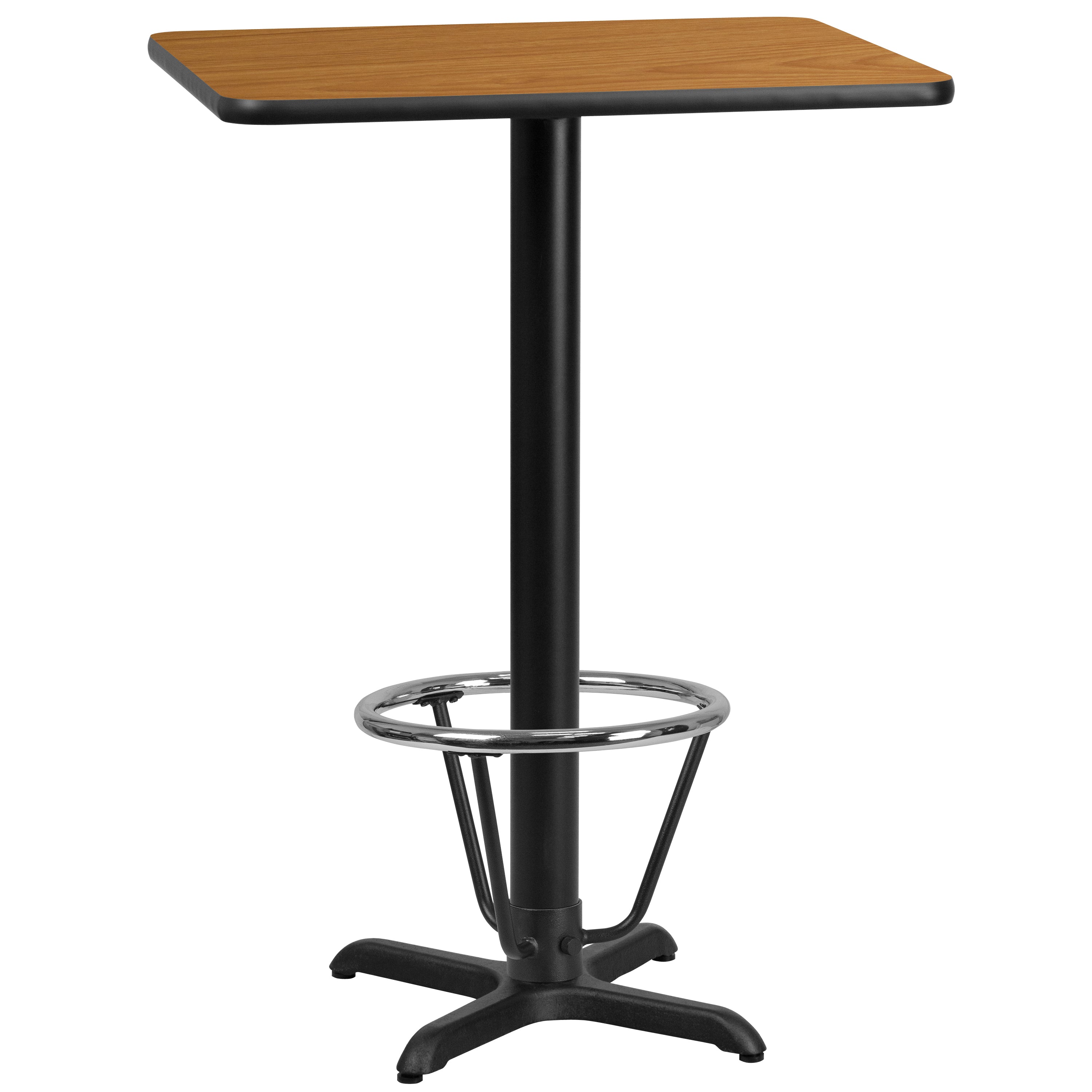 24'' x 30'' Rectangular Laminate Table Top with 22'' x 22'' Bar Height Table Base and Foot Ring-Restaurant Dining Table and Bases - Bar Height-Flash Furniture-Wall2Wall Furnishings