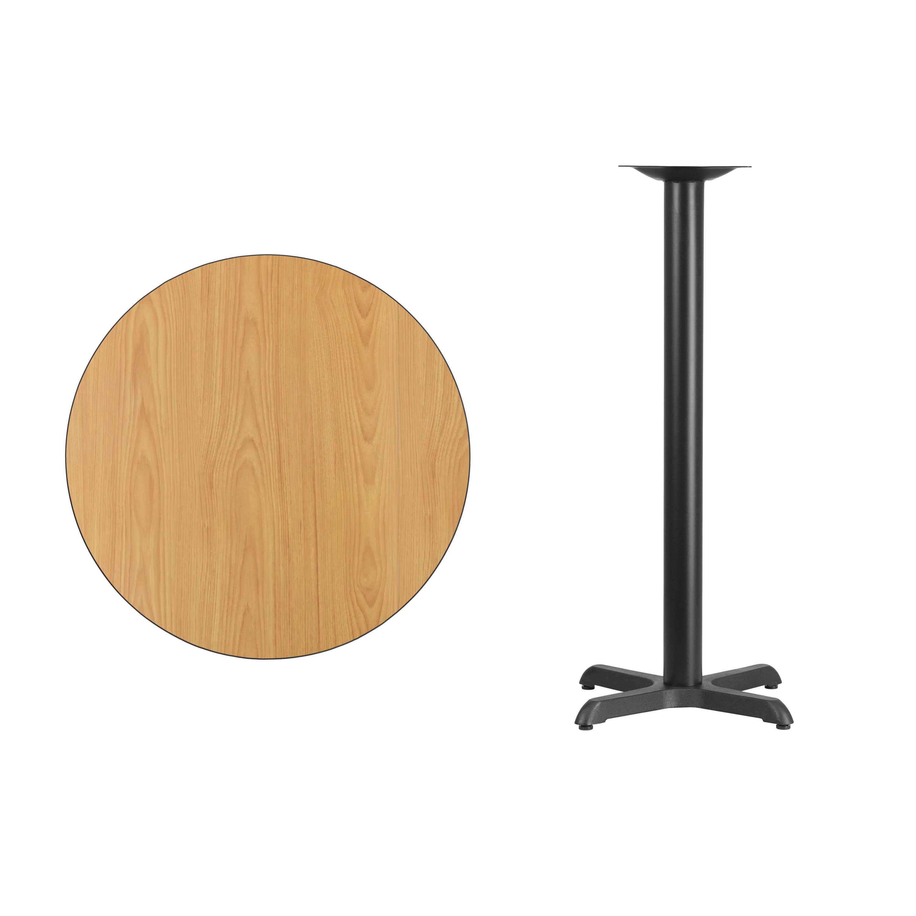 30'' Round Laminate Table Top with 22'' x 22'' Bar Height Table Base-Restaurant Dining Table and Bases - Bar Height-Flash Furniture-Wall2Wall Furnishings