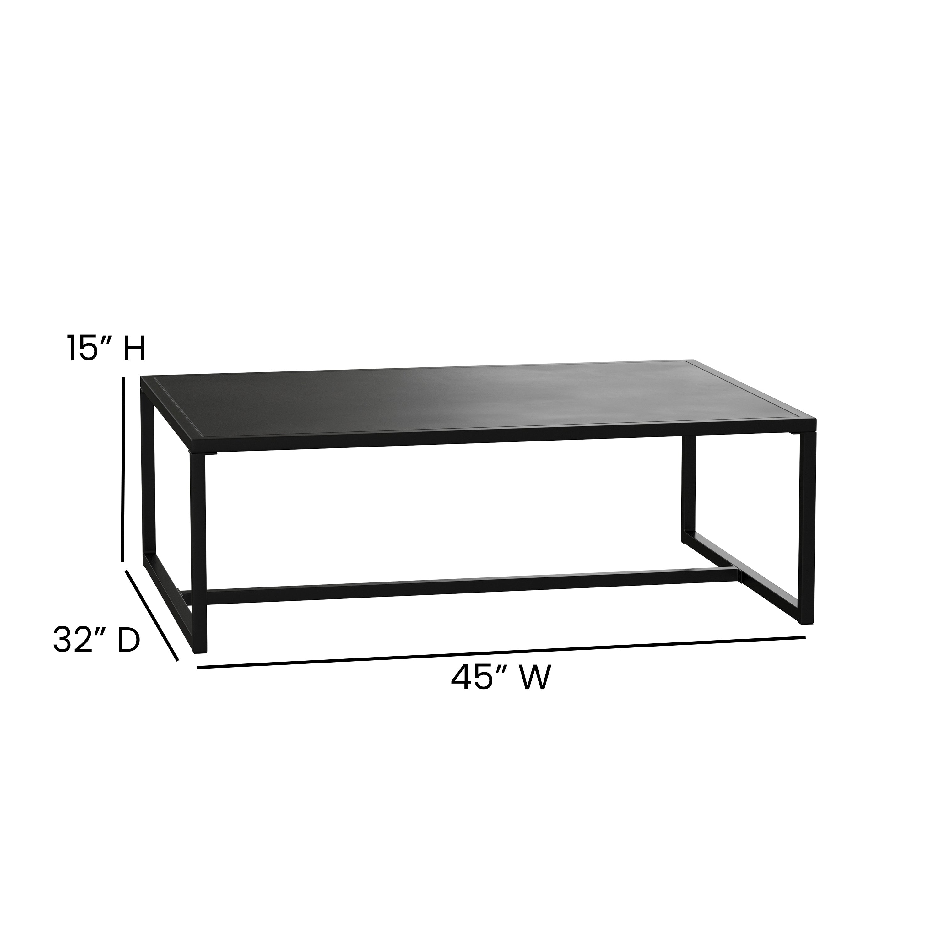 Brock Outdoor Patio Coffee Table Commercial Grade Coffee Table for Deck, Porch, or Poolside - Steel Square Leg Frame-Metal Patio Coffee Table-Flash Furniture-Wall2Wall Furnishings