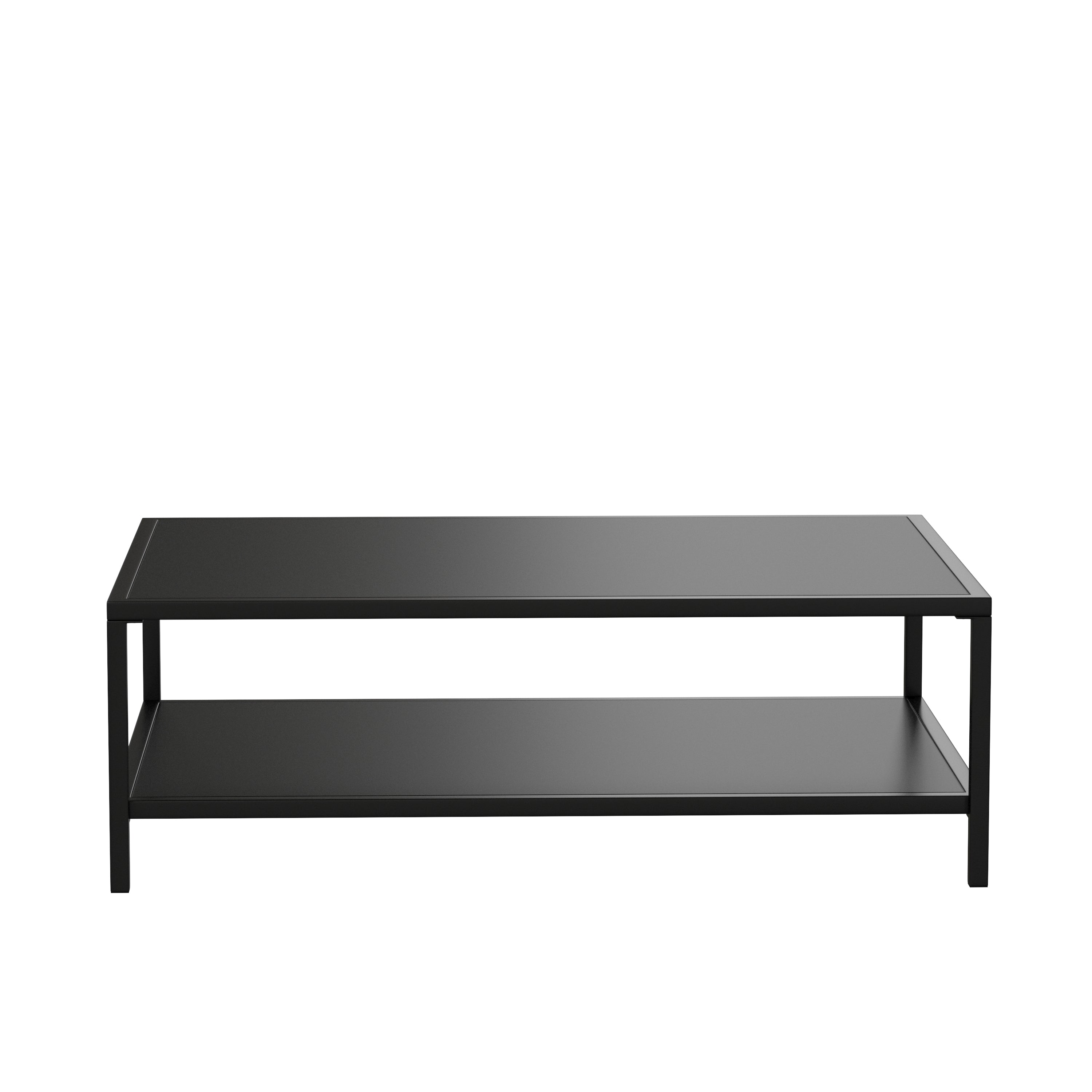 Brock Outdoor 2 Tier Patio Coffee Table Commercial Grade Coffee Table for Deck, Porch, or Poolside - Steel Square Leg Frame-Metal Patio Coffee Table-Flash Furniture-Wall2Wall Furnishings