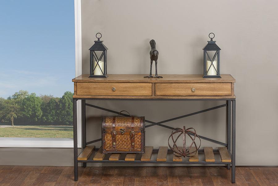 Newcastle Wood and Metal Console Table-Criss-Cross