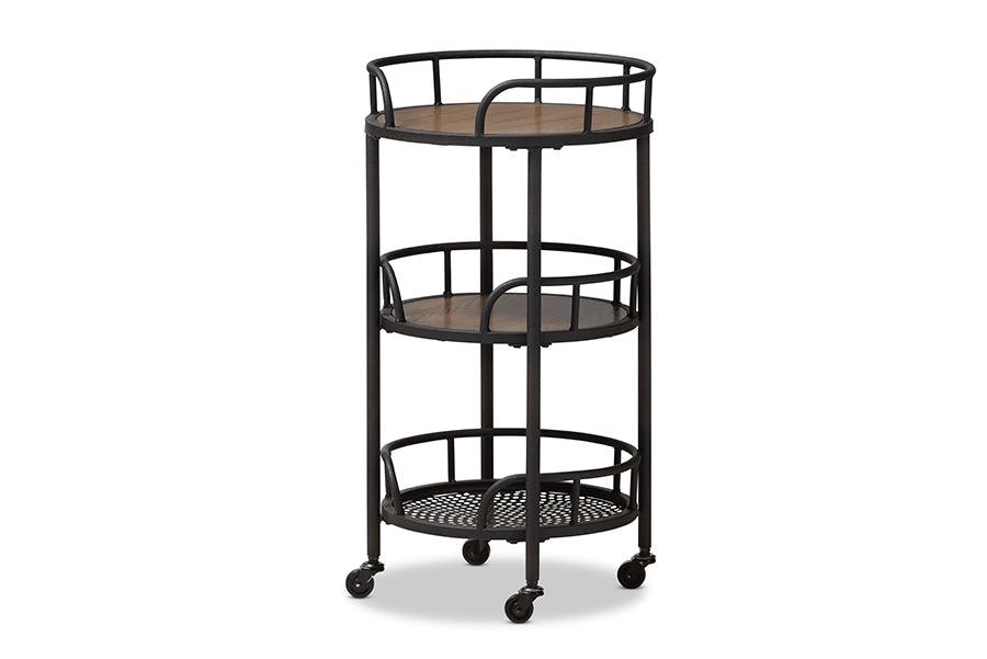 Bristol Rustic Industrial Style Metal and Wood Mobile Serving Cart