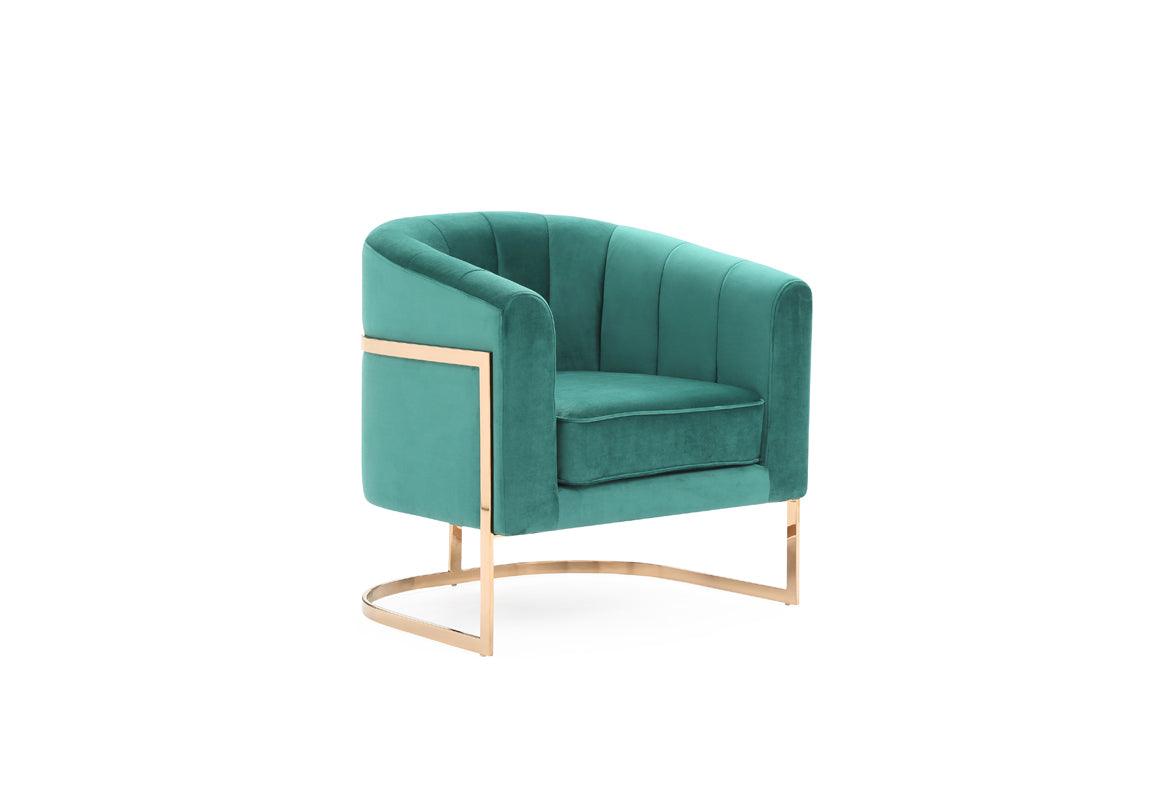 Modrest Trask Modern Velvet Rosegold Accent Chair