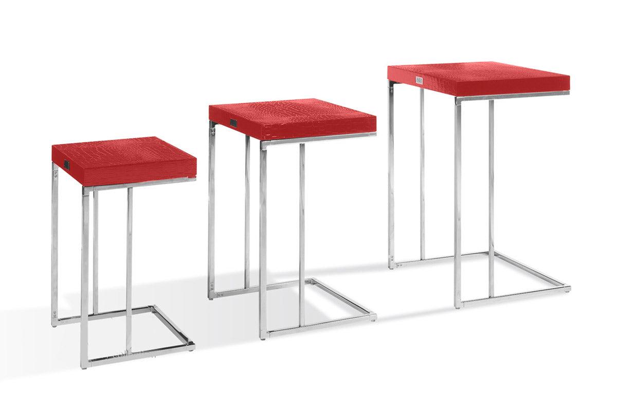 AX Amelia Modern Crocodile Lacquer End Table Set