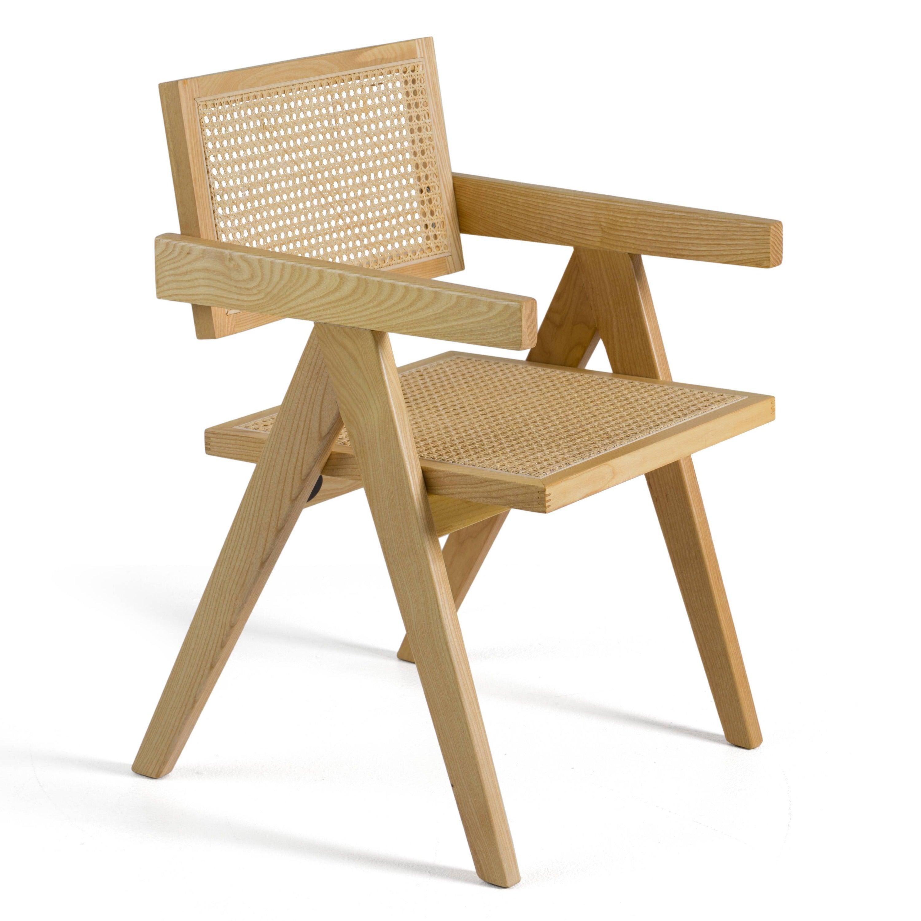 Modrest Aurora Modern Light Rattan and Natural Ash Dining Arm Chair