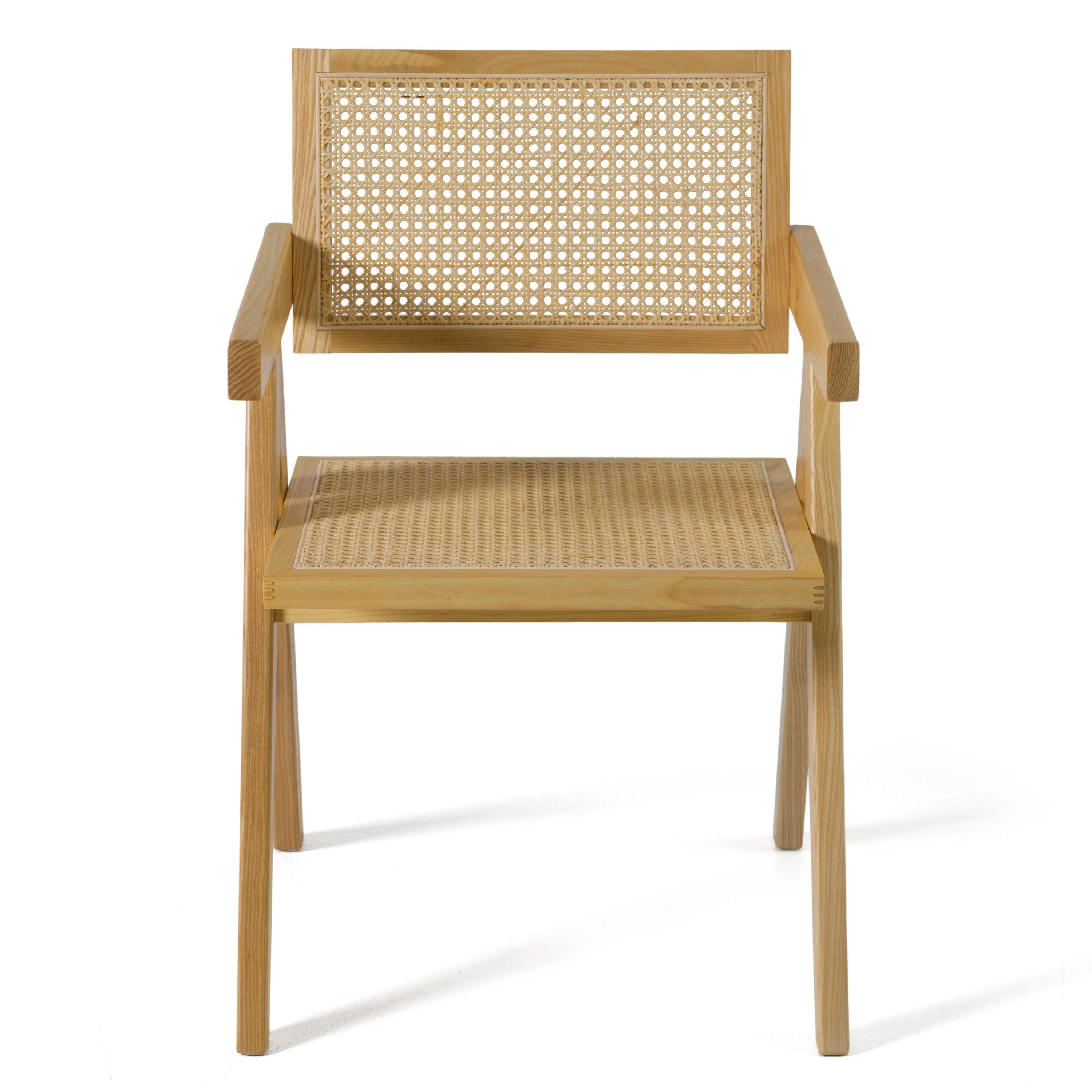 Modrest Aurora Modern Light Rattan and Natural Ash Dining Arm Chair