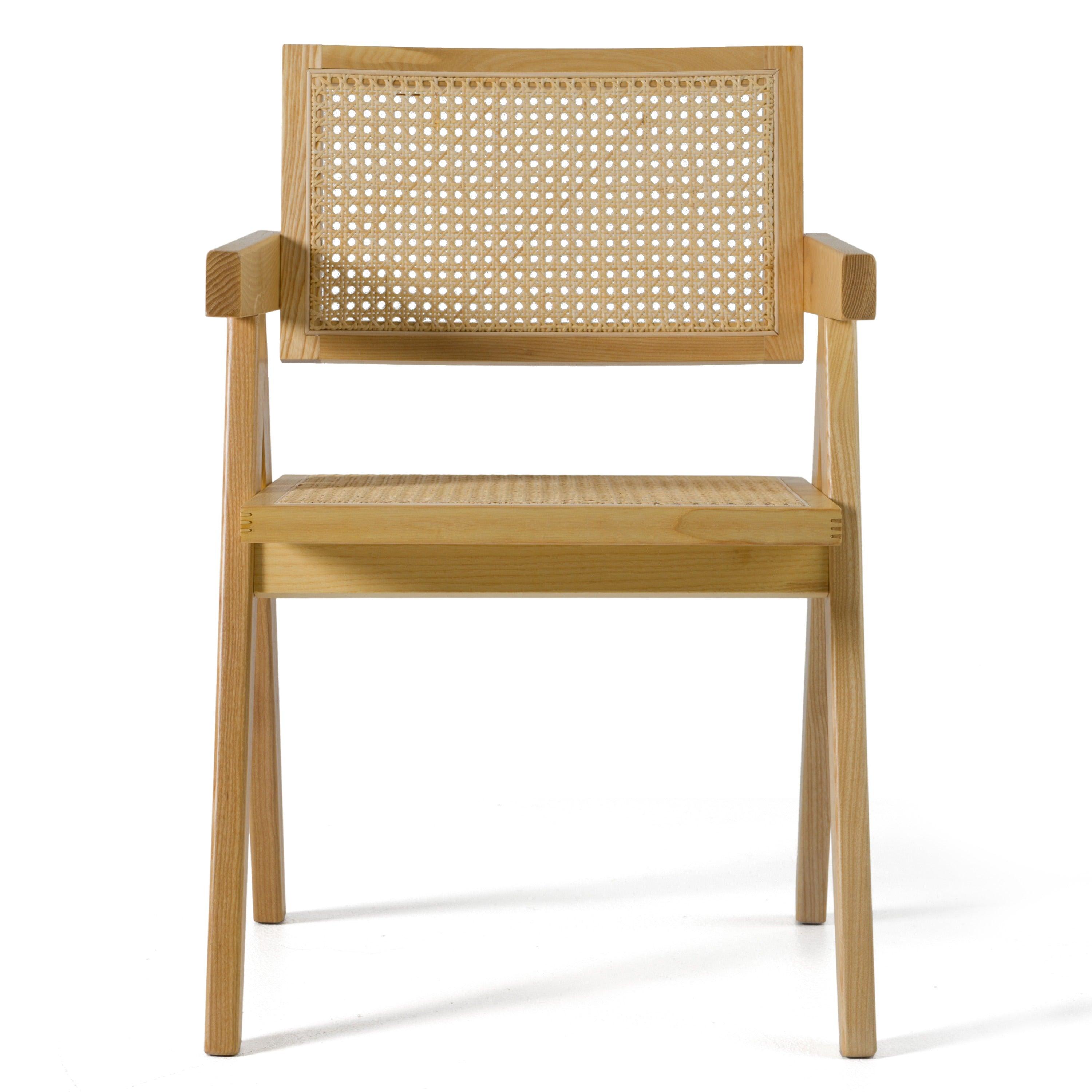 Modrest Aurora Modern Light Rattan and Natural Ash Dining Arm Chair