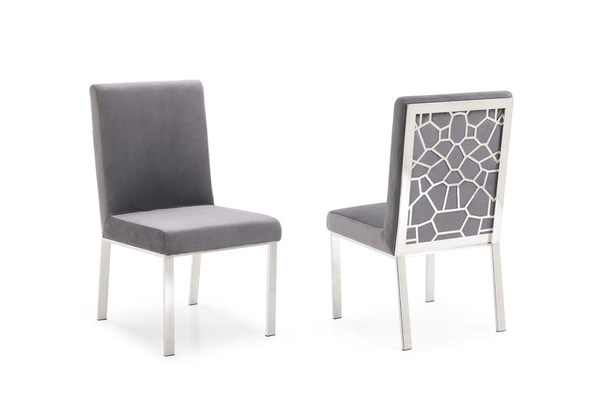 Modrest Reba Modern Velvet Stainless Steel Dining Chair (Set of 2)