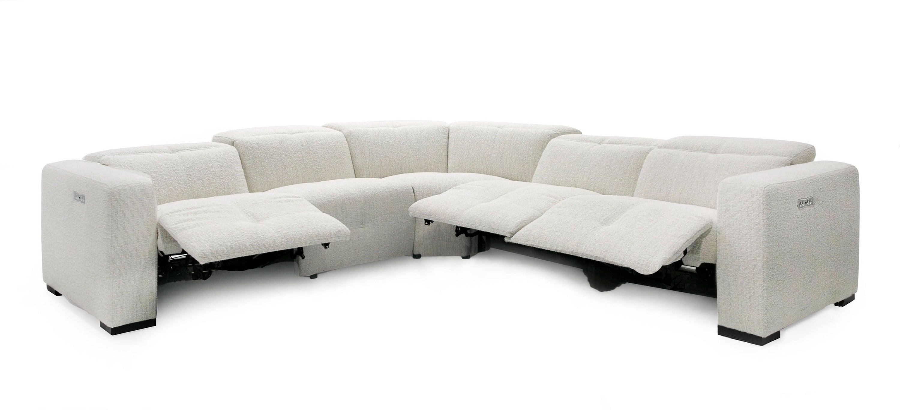 Divani Casa Beck Contemporary Fabric Sectional Sofa with 3 Recliners