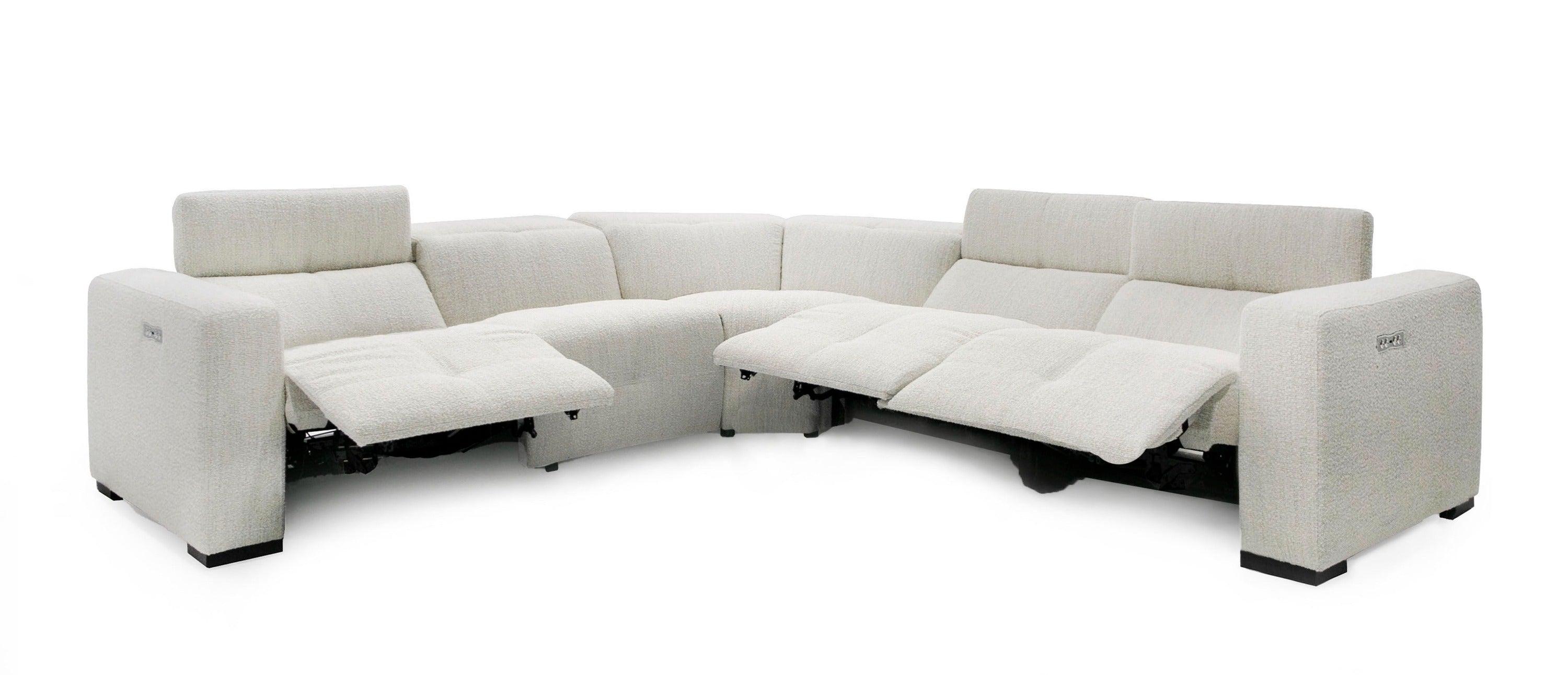 Divani Casa Beck Contemporary Fabric Sectional Sofa with 3 Recliners