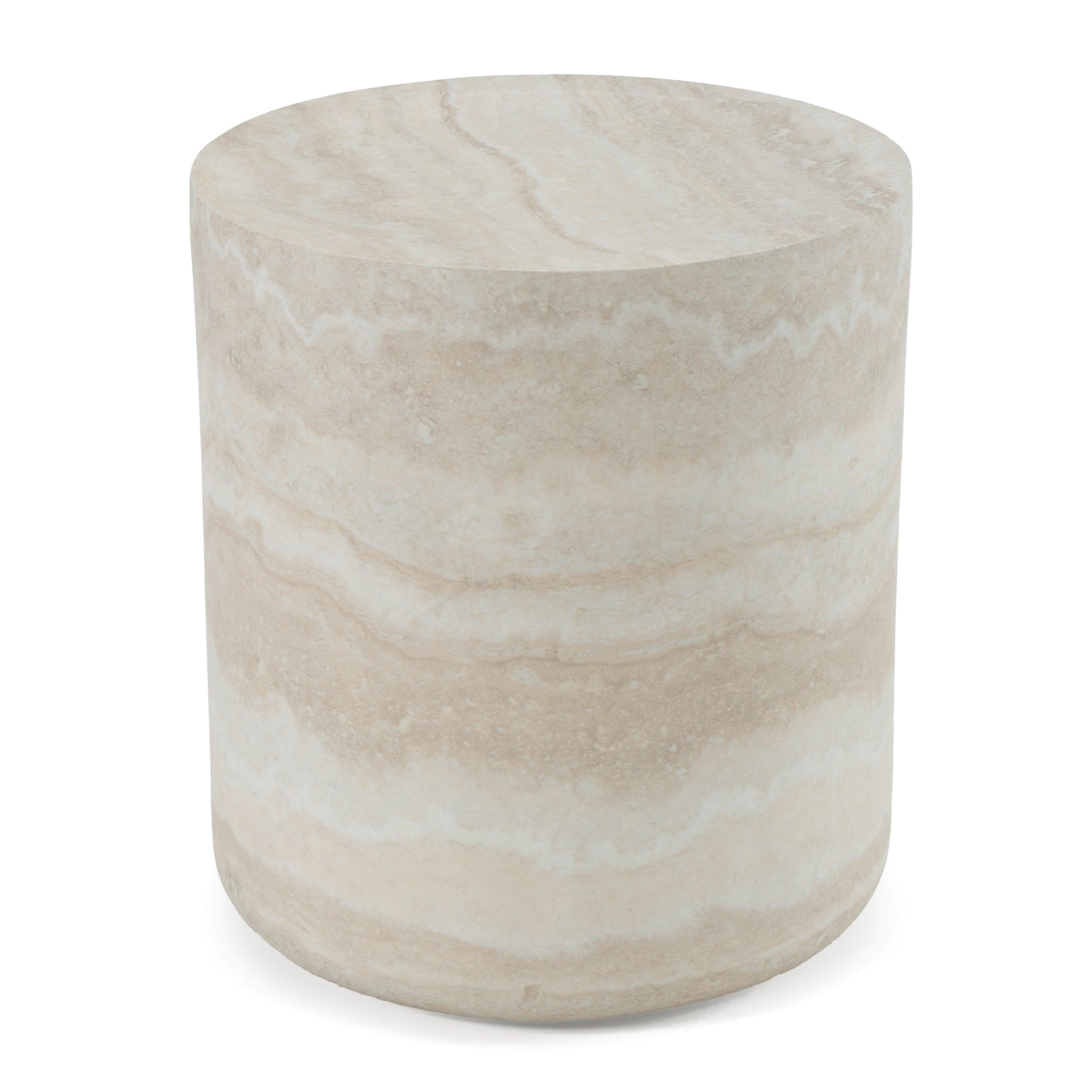 Modrest Benji Modern Faux Travertine Round End Table