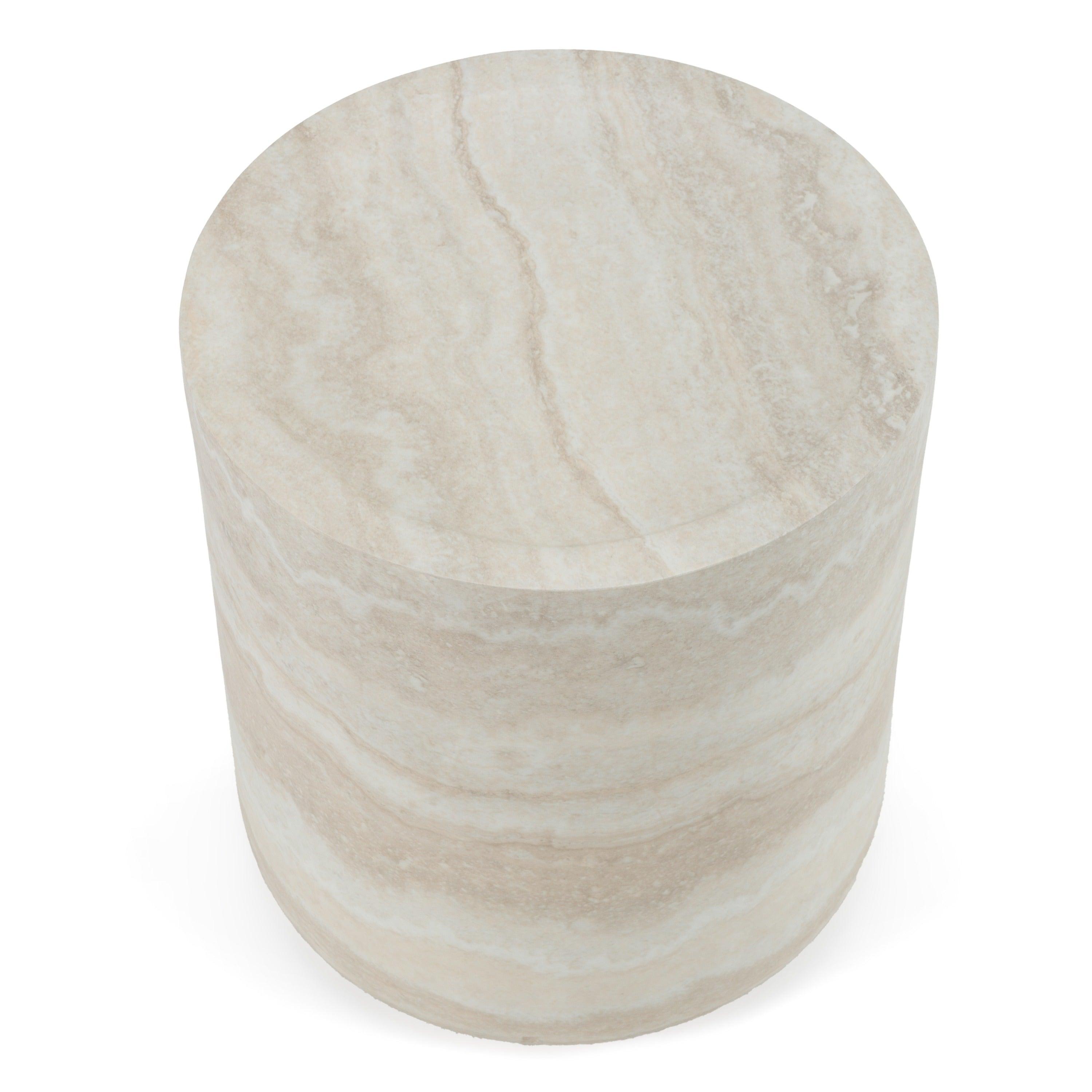 Modrest Benji Modern Faux Travertine Round End Table