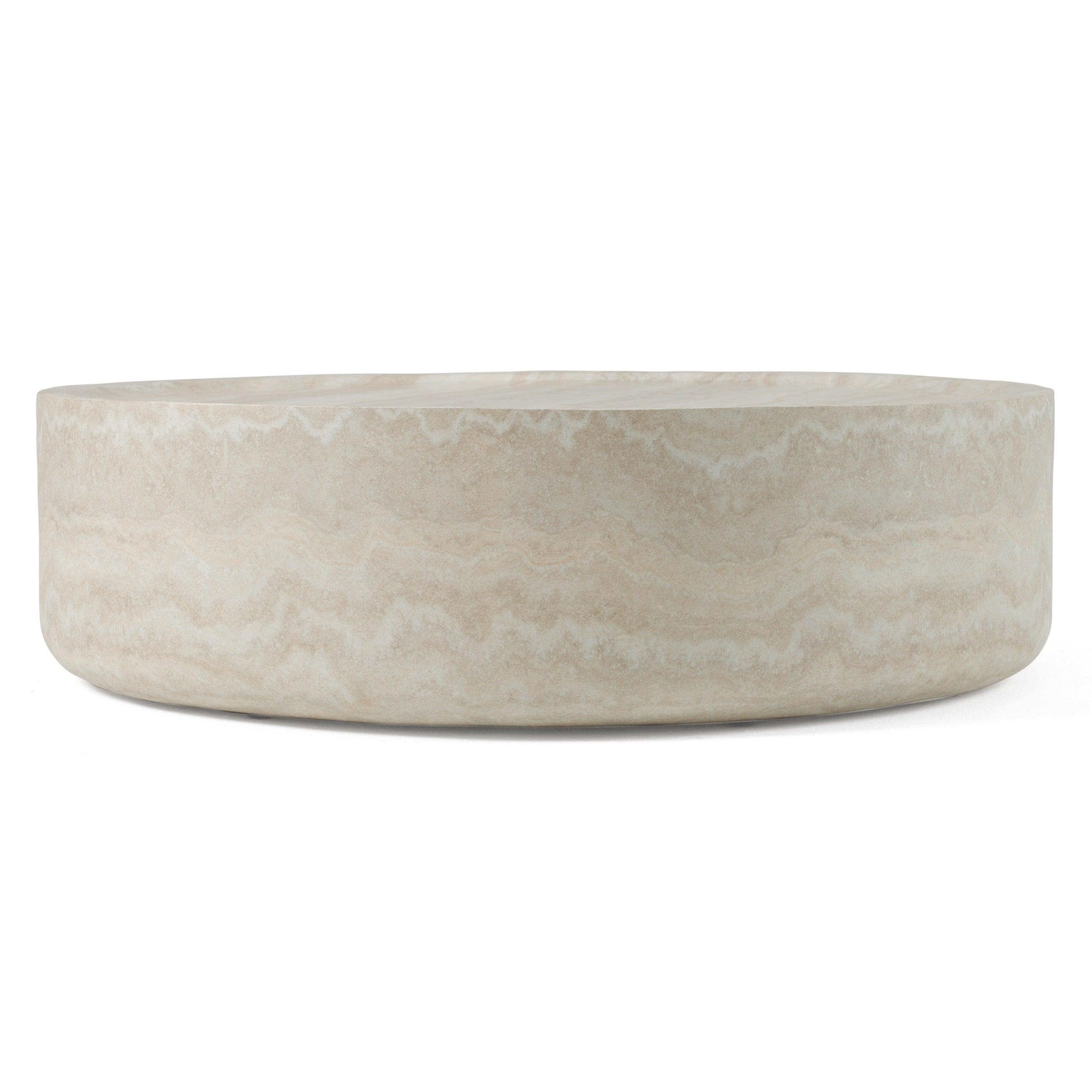 Modrest Benji Modern Faux Travertine Round Small Coffee Table