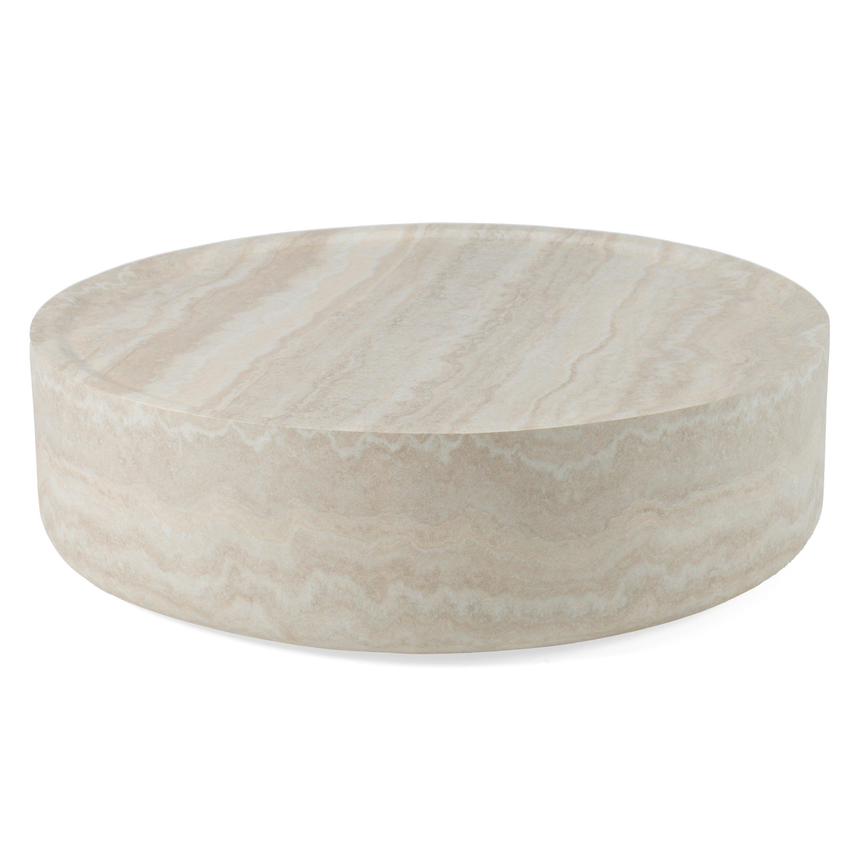 Modrest Benji Modern Faux Travertine Round Small Coffee Table