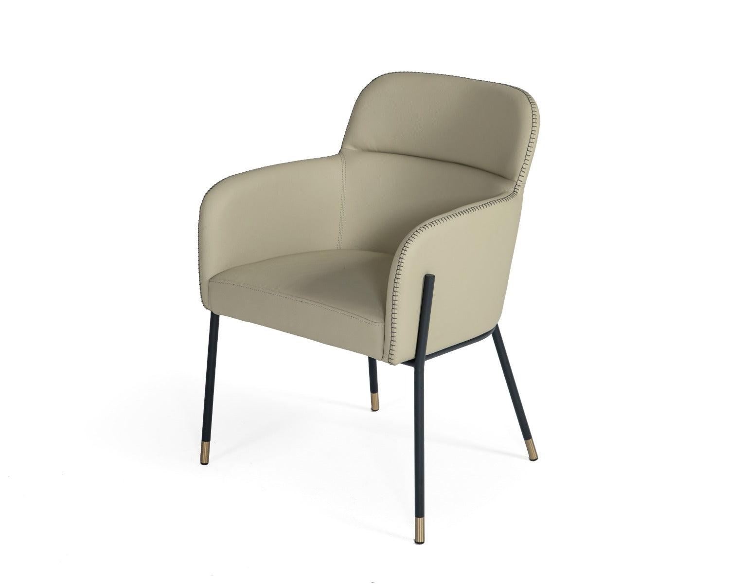 Modrest Brady Modern Metal Greige Vegan Leather Dining Chair