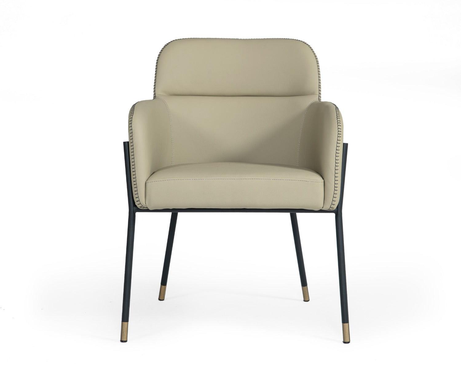 Modrest Brady Modern Metal Greige Vegan Leather Dining Chair