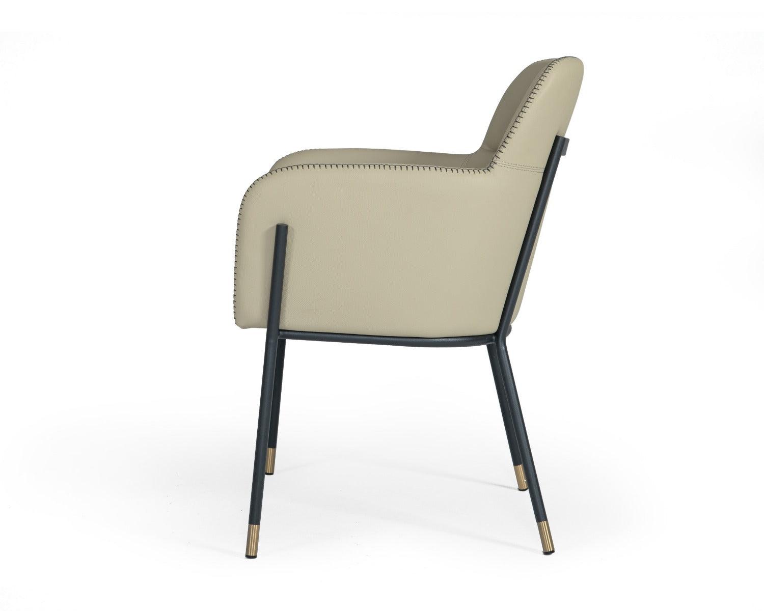 Modrest Brady Modern Metal Greige Vegan Leather Dining Chair