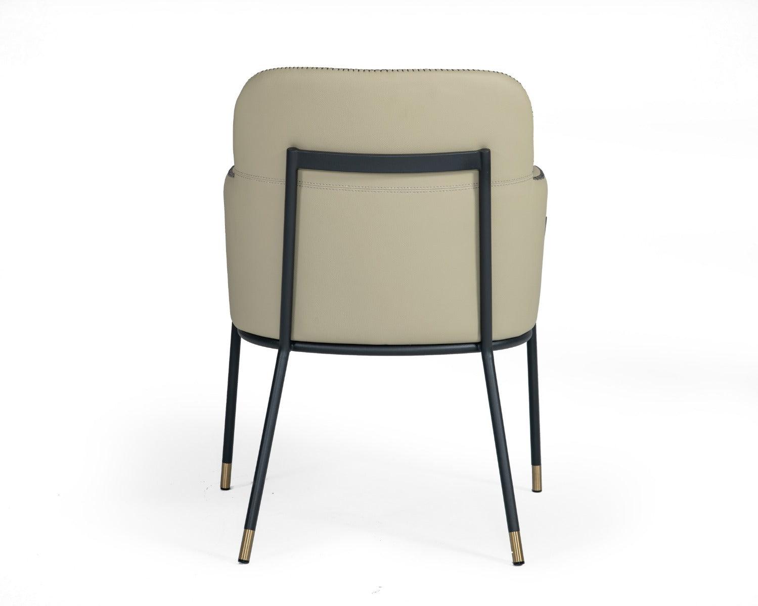 Modrest Brady Modern Metal Greige Vegan Leather Dining Chair