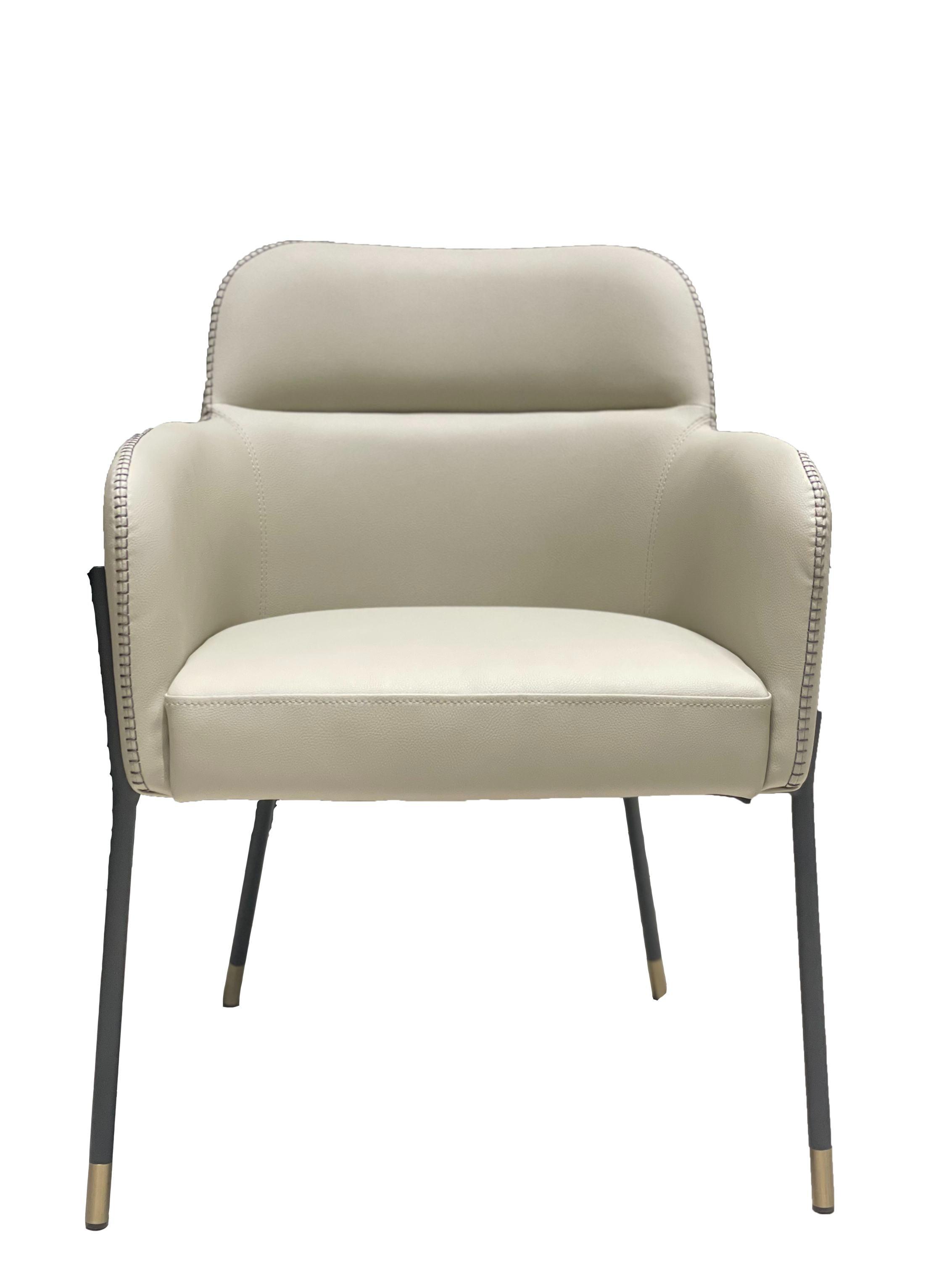 Modrest Brady Modern Metal Greige Vegan Leather Dining Chair