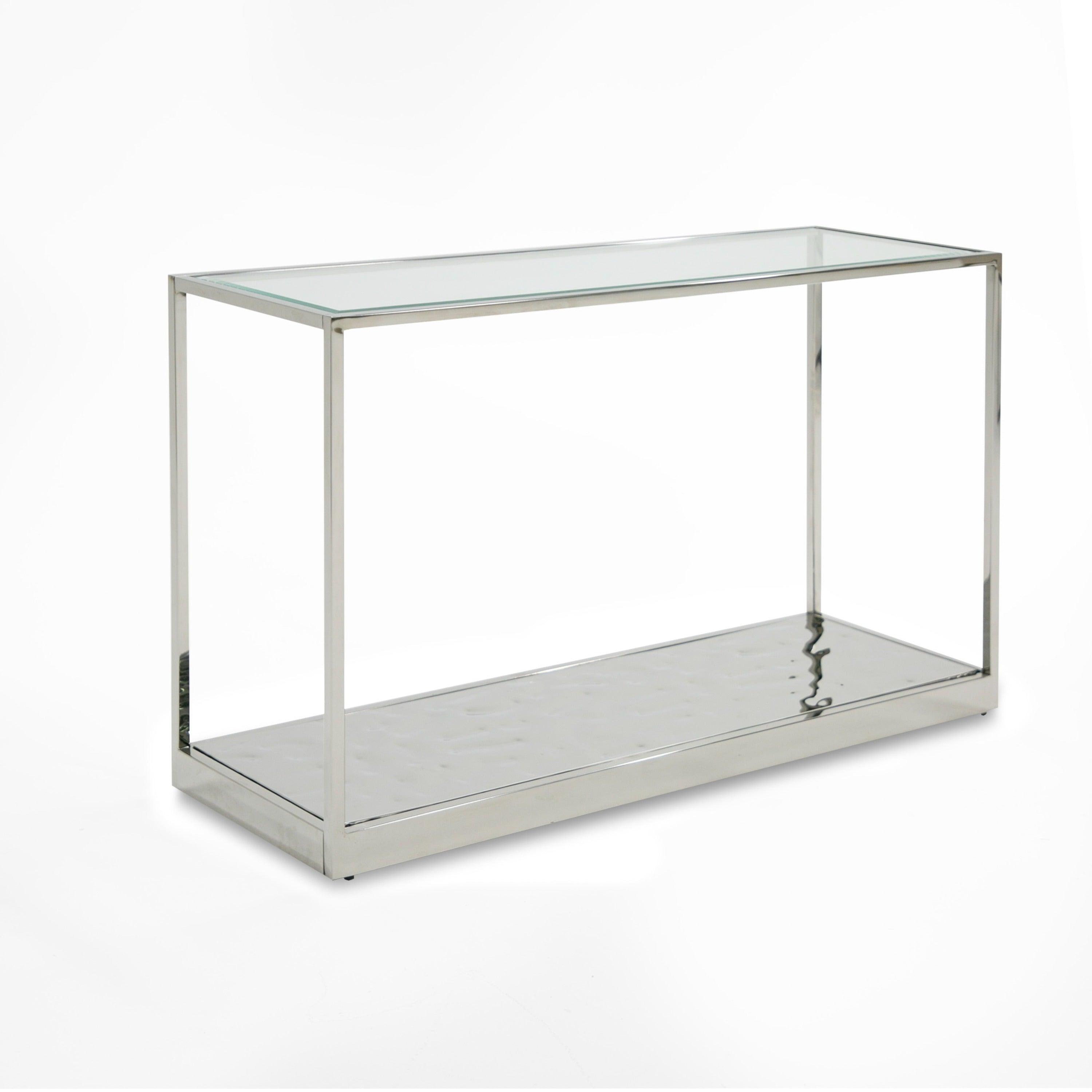 Modrest Braxton Contemporary Clear Wave Glass Console Table