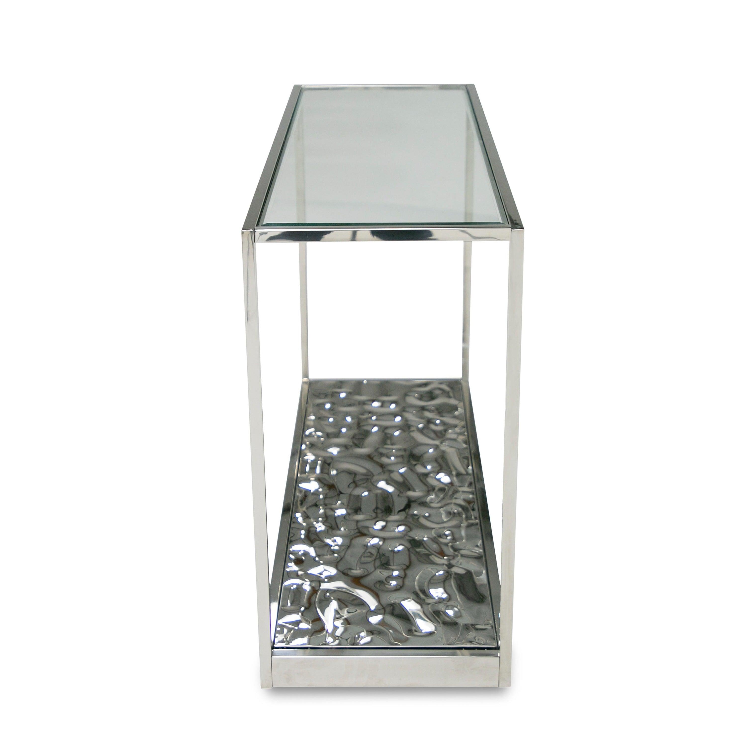 Modrest Braxton Contemporary Clear Wave Glass Console Table