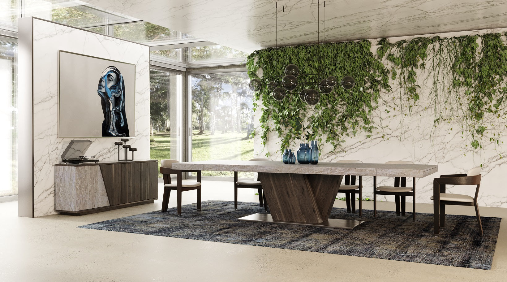 Nova Domus Cairo Modern Elm and / Marble Pattern Buffet