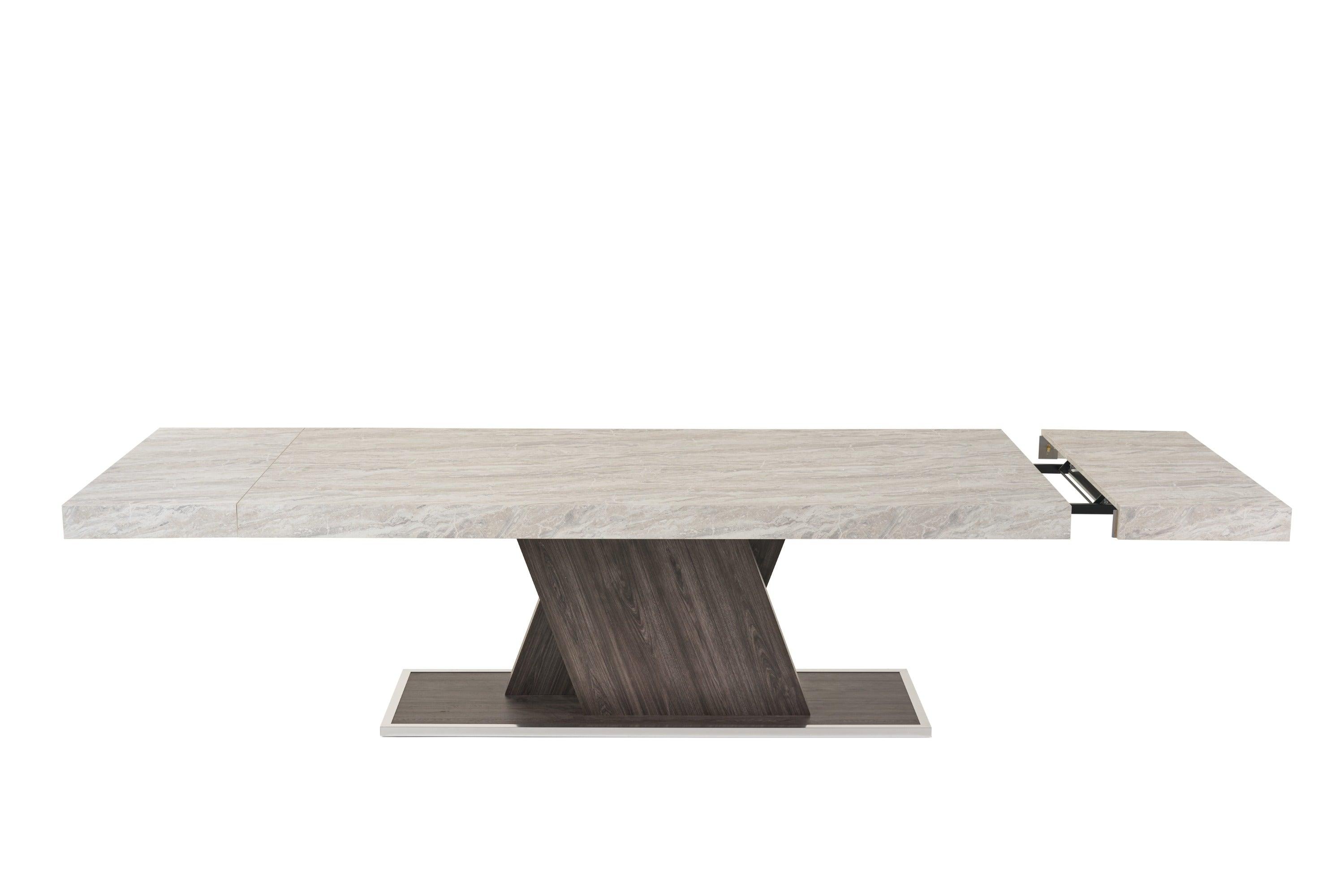 Nova Domus Cairo Italian Modern Faux Marble Pecan Elm Extendable Dining Table