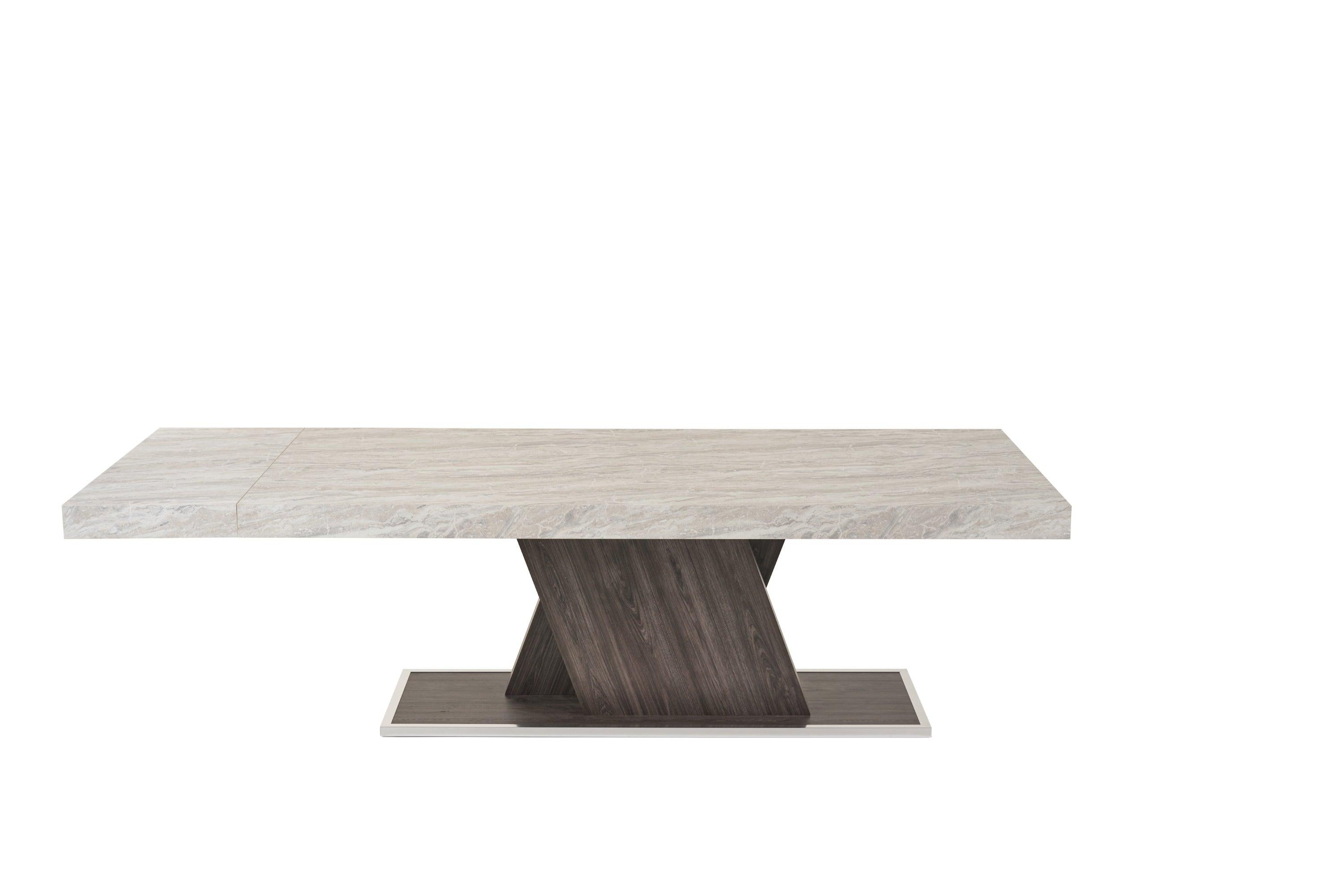 Nova Domus Cairo Italian Modern Faux Marble Pecan Elm Extendable Dining Table