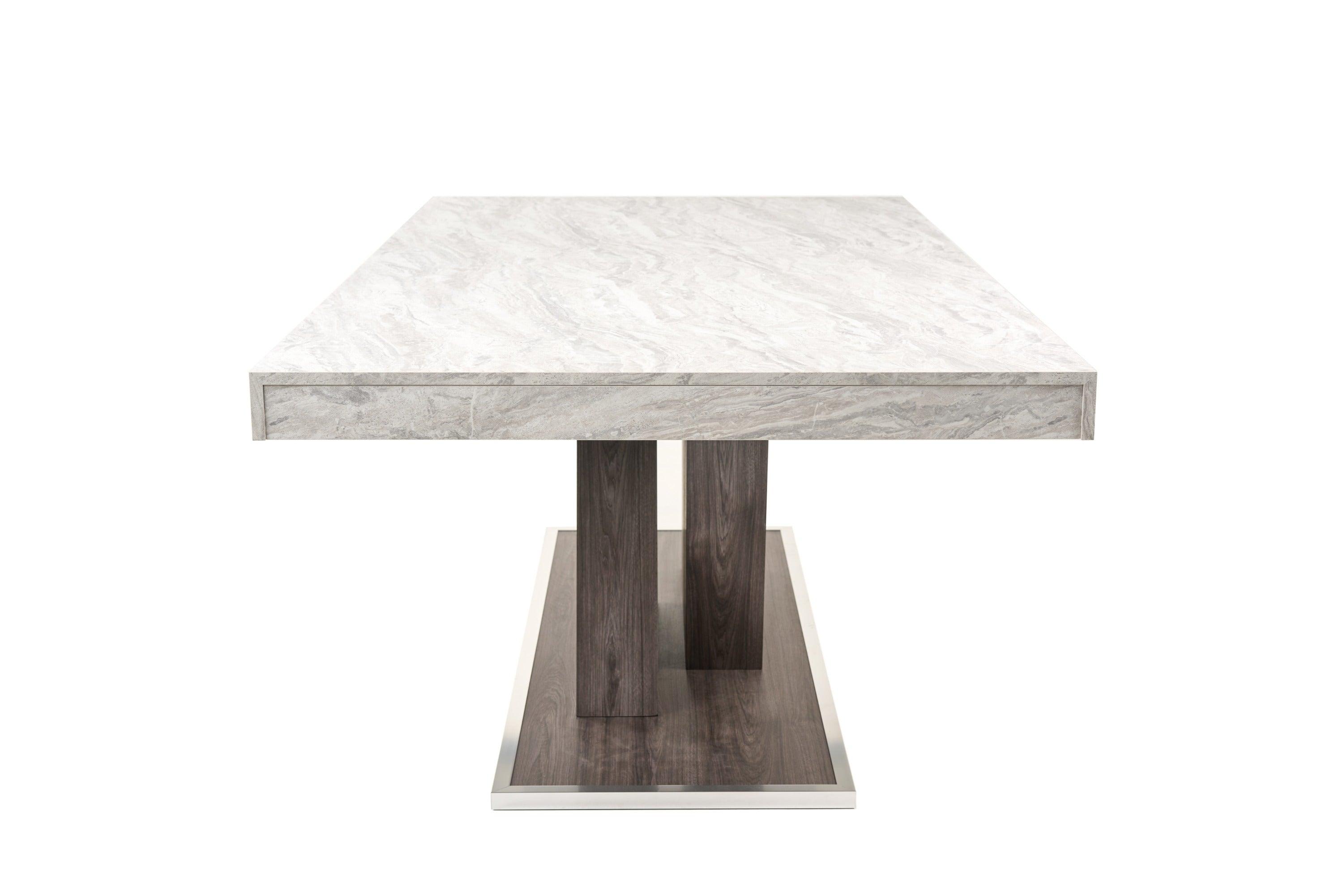 Nova Domus Cairo Italian Modern Faux Marble Pecan Elm Extendable Dining Table