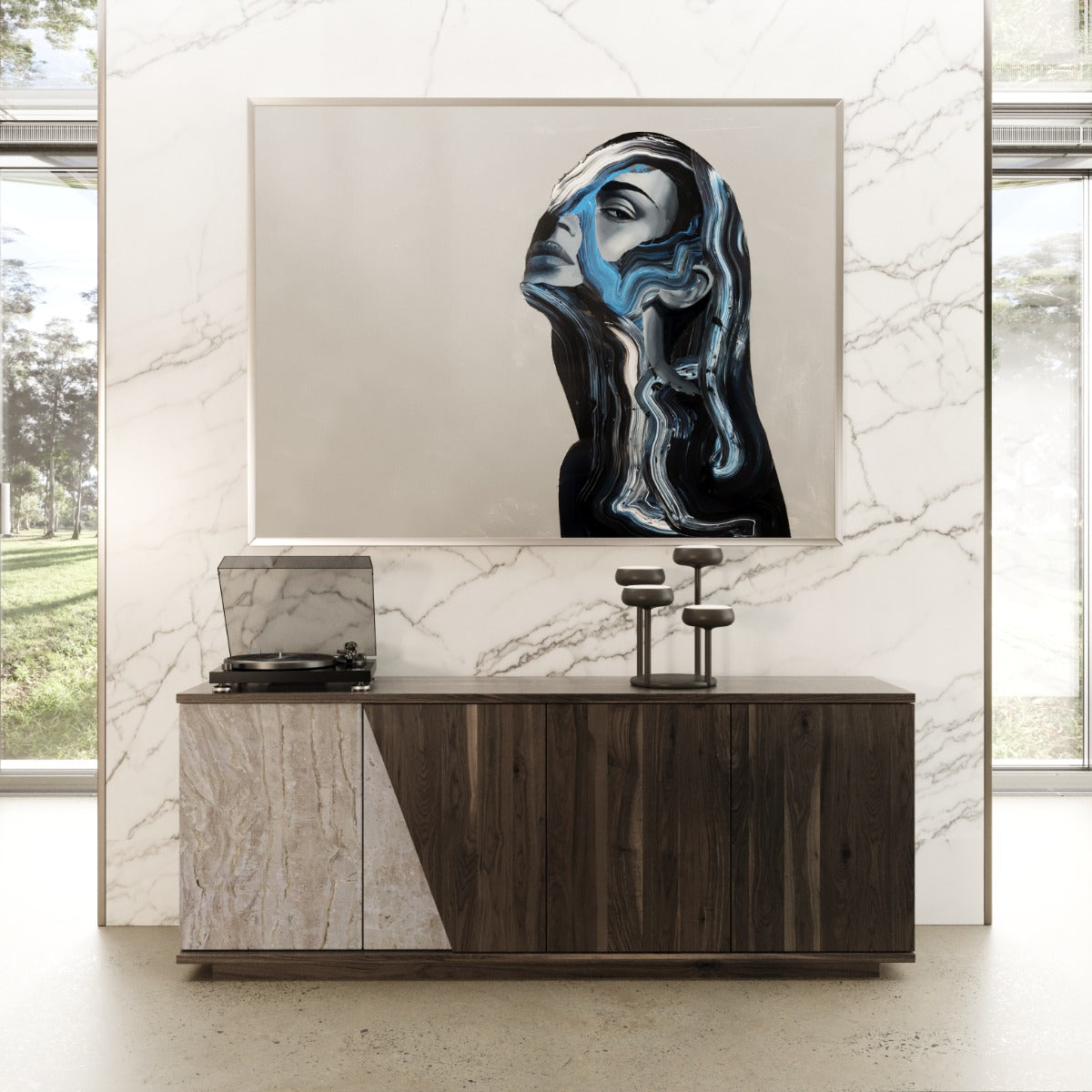 Nova Domus Cairo Modern Elm and / Marble Pattern Buffet