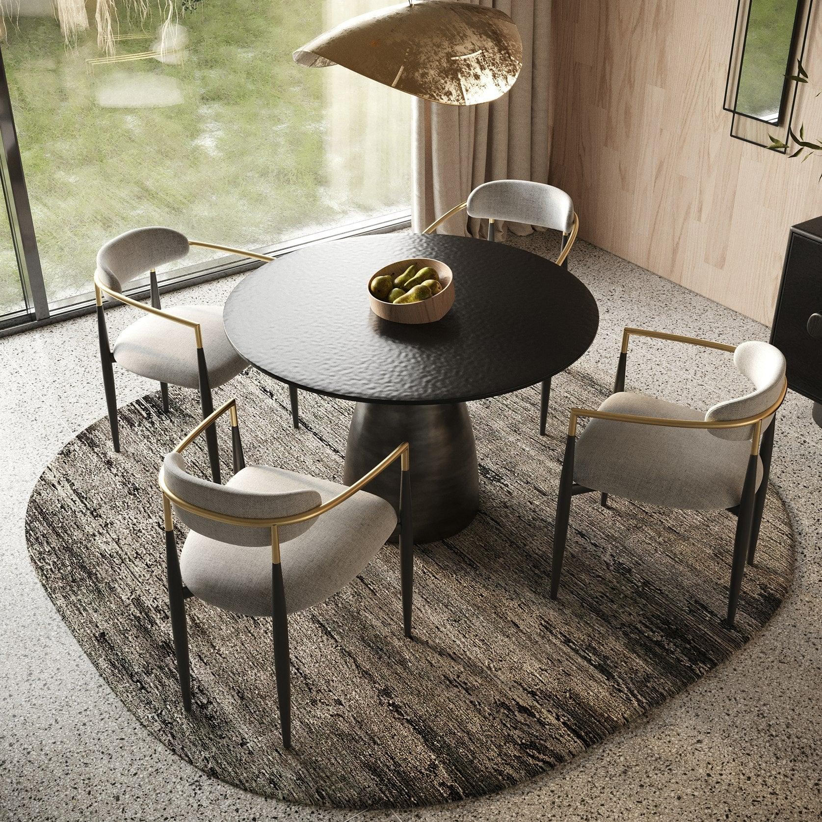 Modrest Calexico Contemporary Wave Glass Round Dining Table