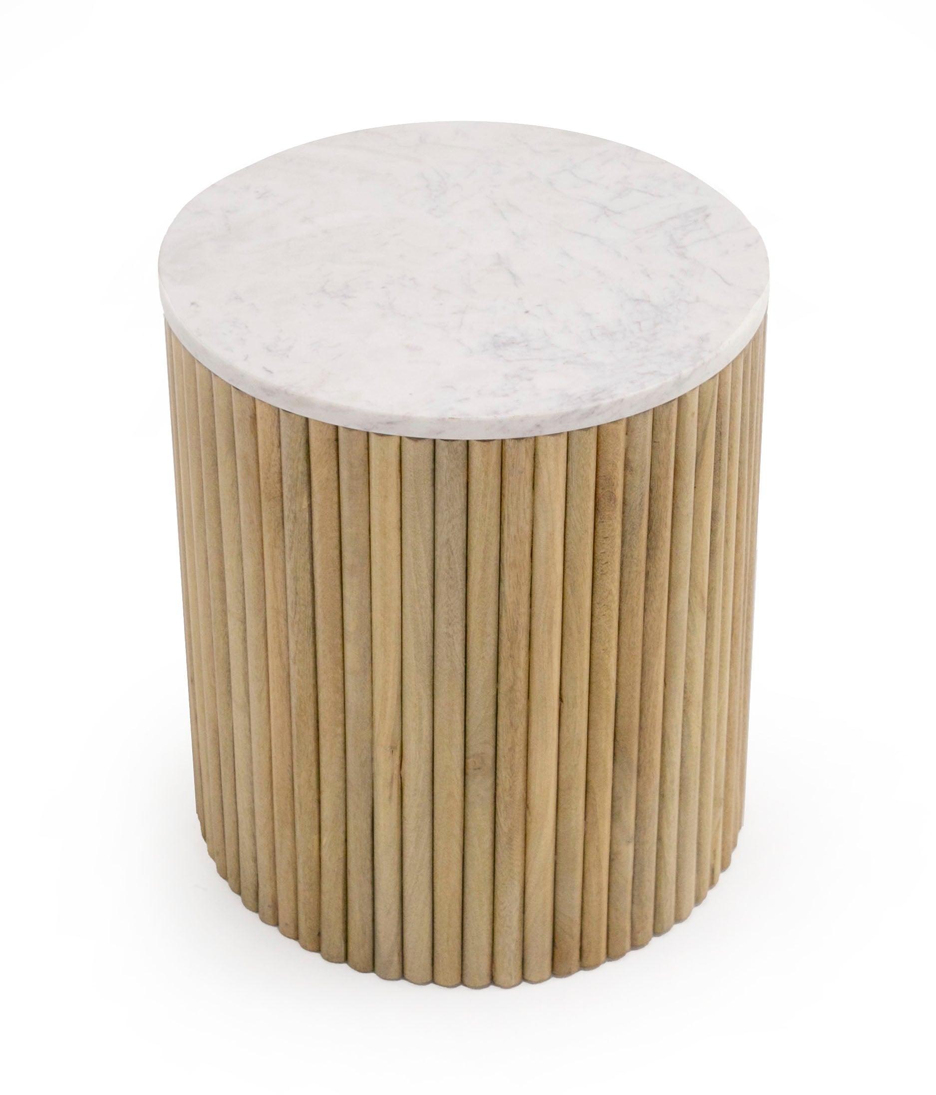 Modrest Cambridge Marble Mango Round End Table