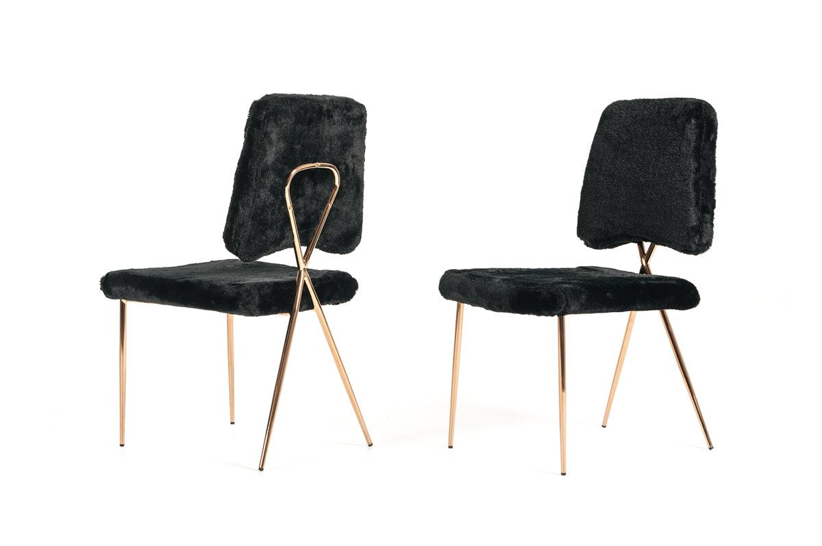 Candace Modern Faux Fur Dining Chair (Set of 2)