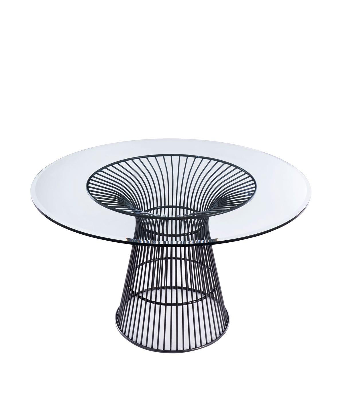 Modrest Chandler Modern Round Glass Stainless Steel Dining Table