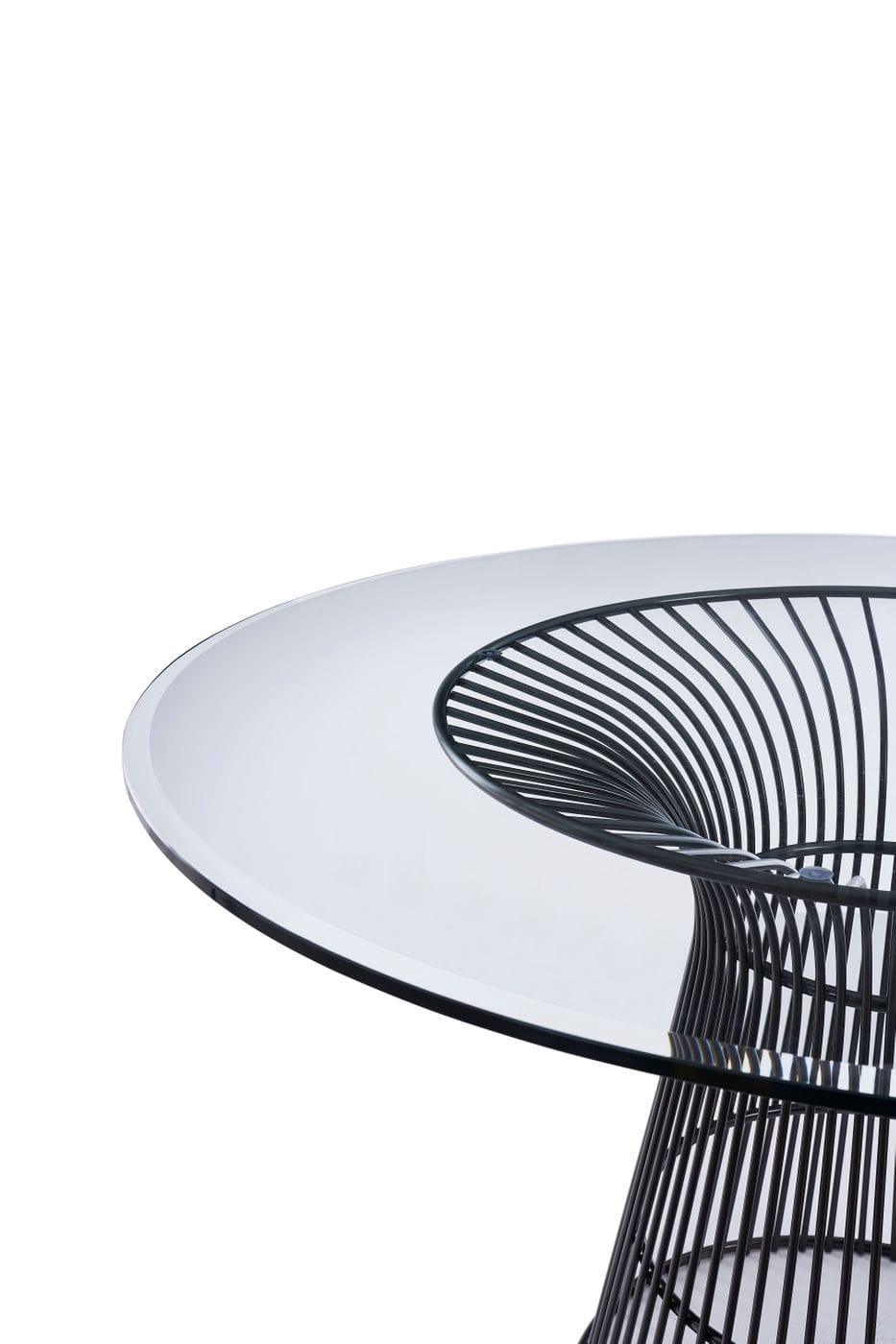 Modrest Chandler Modern Round Glass Stainless Steel Dining Table