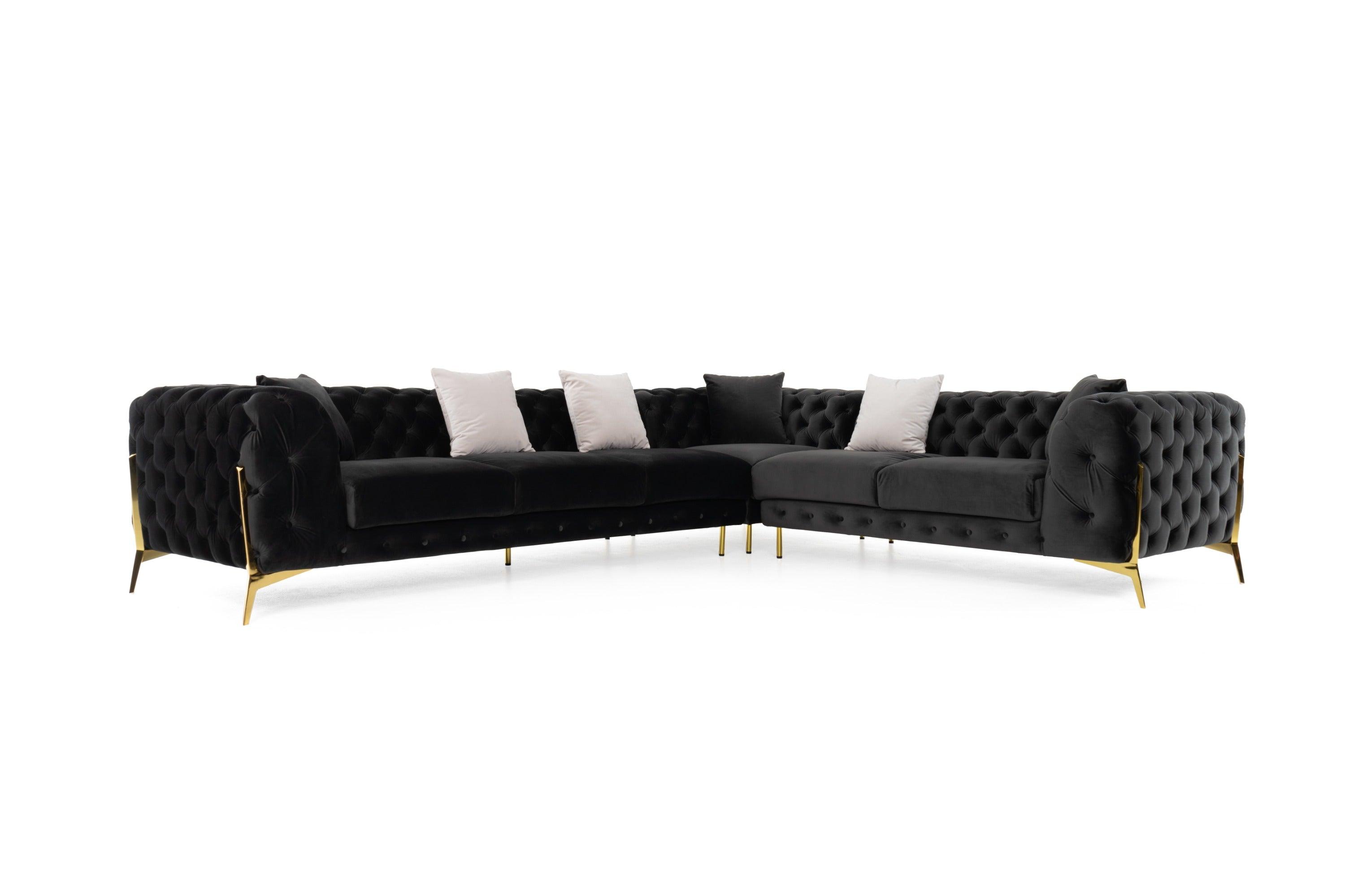 Divani Casa Clarice Transitional Velvet Sectional Sofa