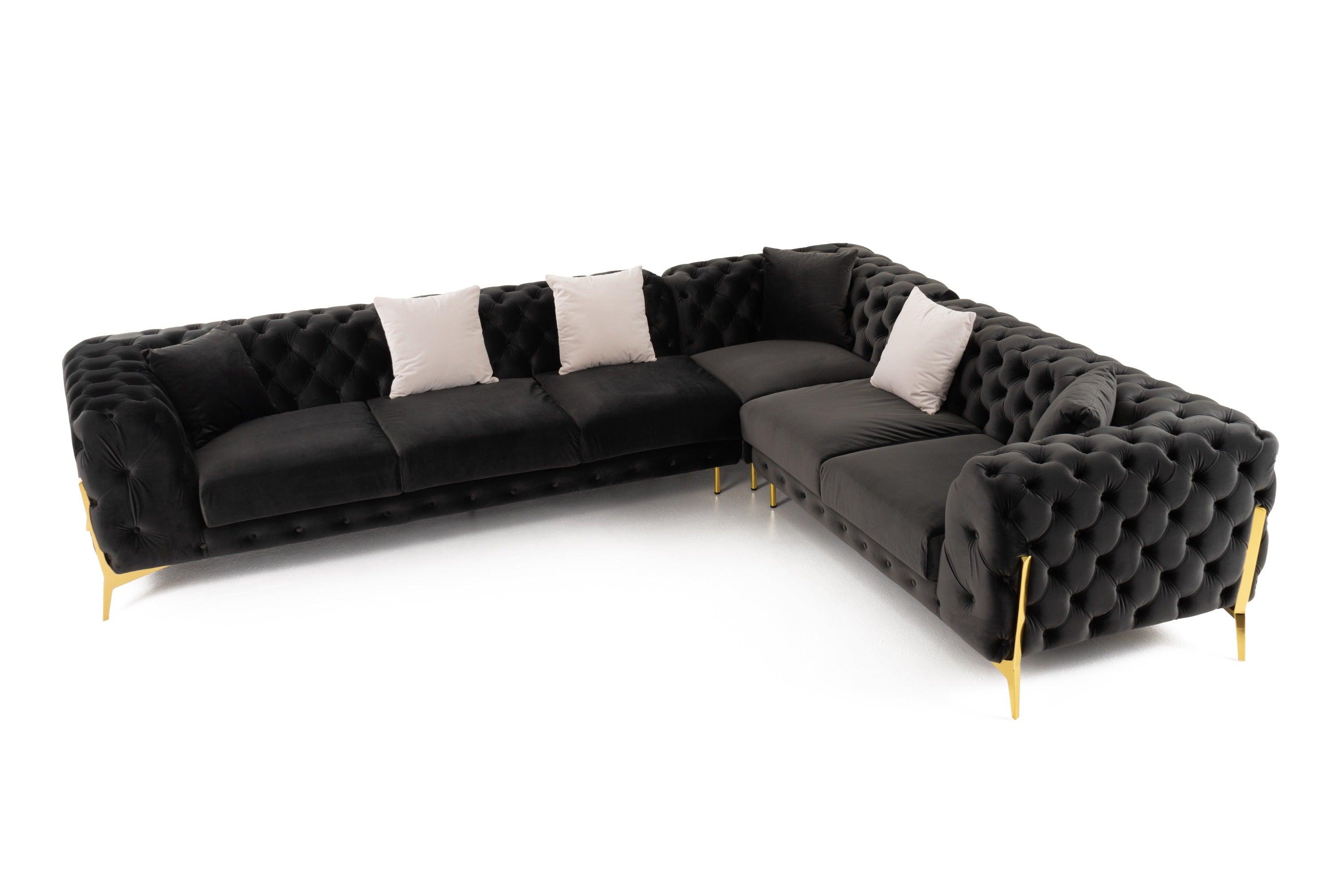 Divani Casa Clarice Transitional Velvet Sectional Sofa