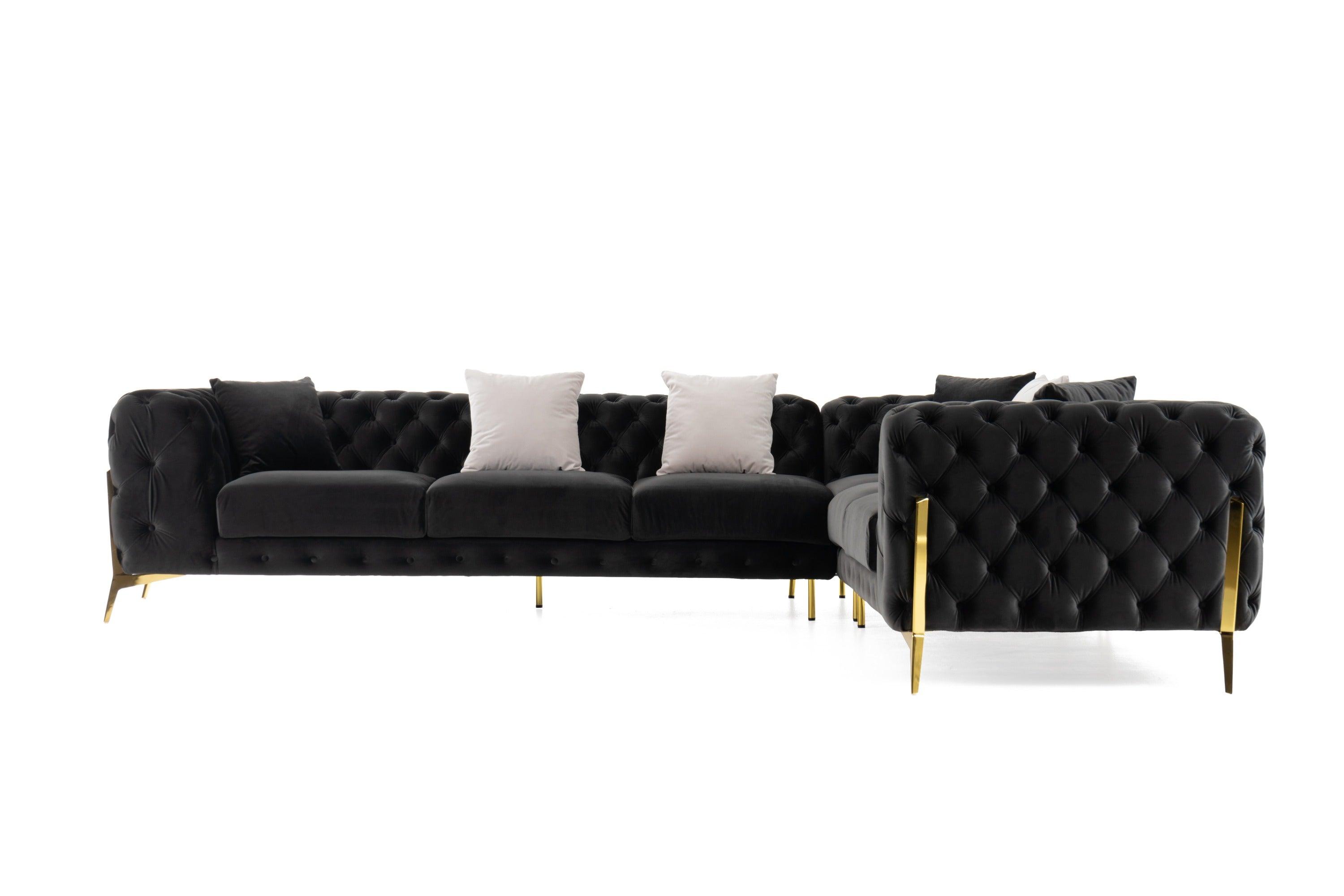 Divani Casa Clarice Transitional Velvet Sectional Sofa